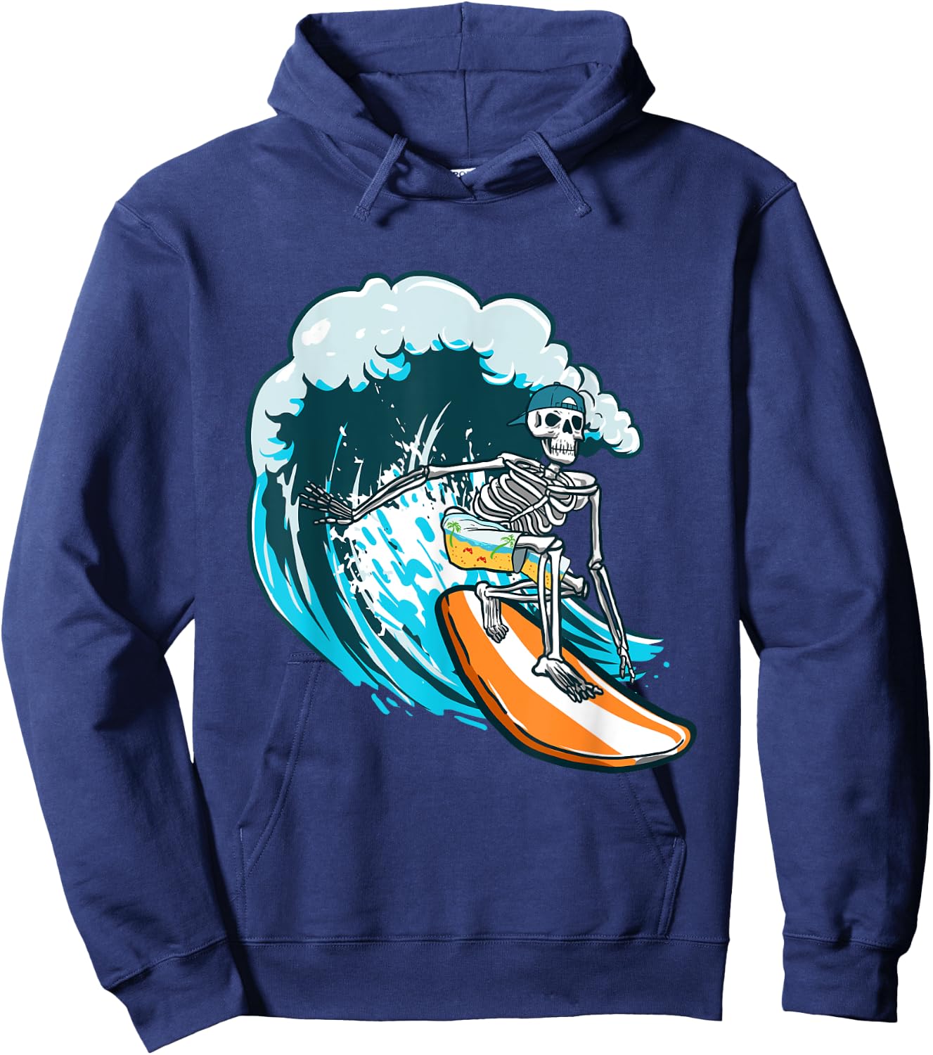 Funny Skull Skeleton Surf Surfing Hoodie - Hoodie | Navy