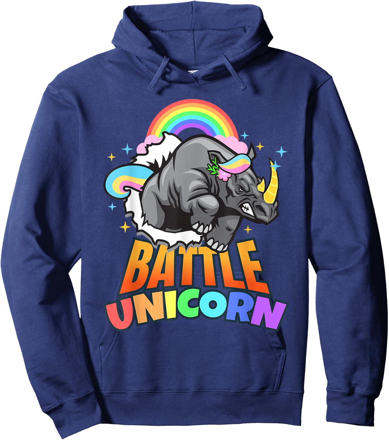 Rhino I Battle Unicorn I Rhino Rhinoceros Hoodie - Hoodie | Navy