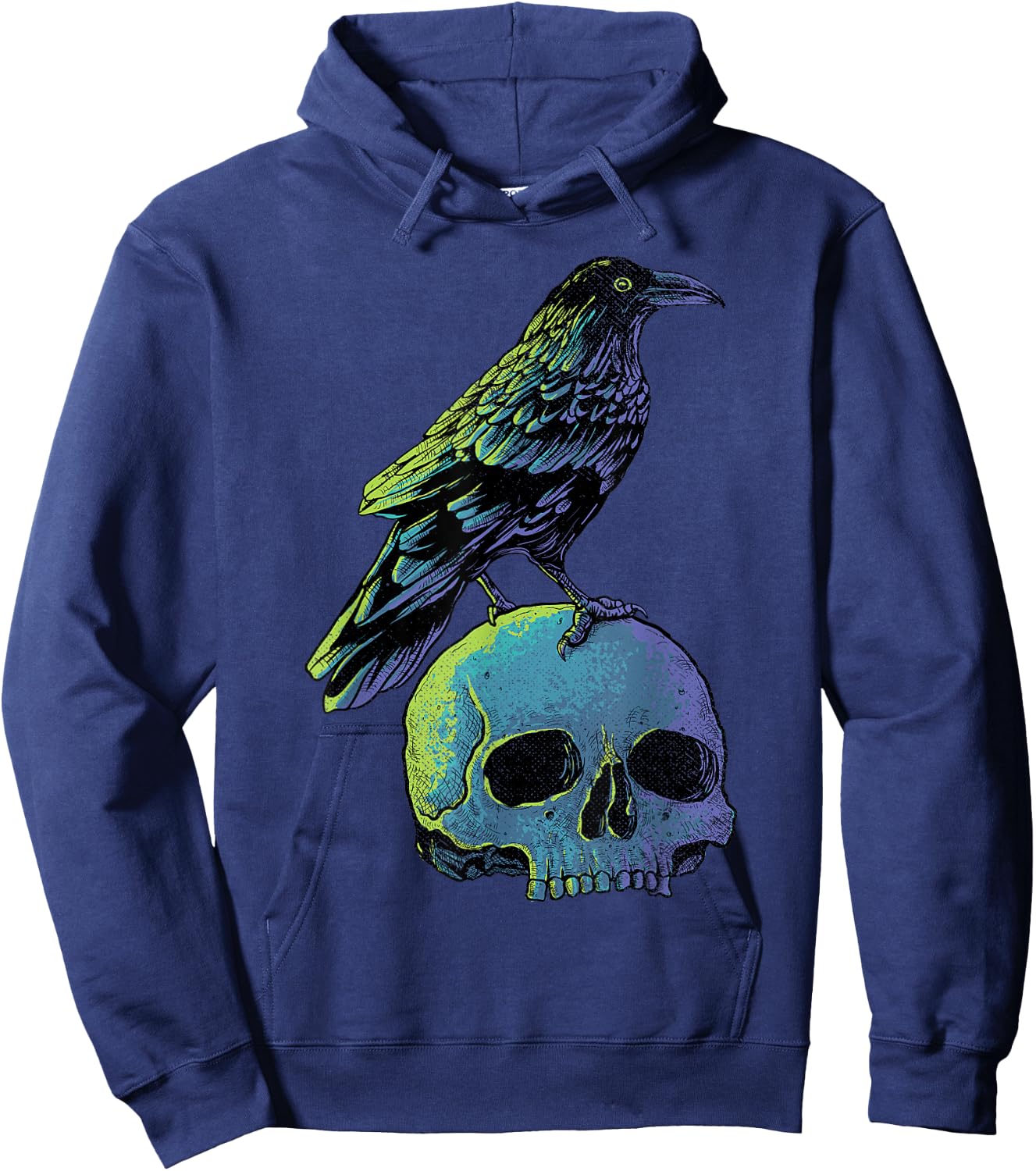 Vintage Crow Gothic Spooky Black Raven Hoodie - Hoodie | Navy