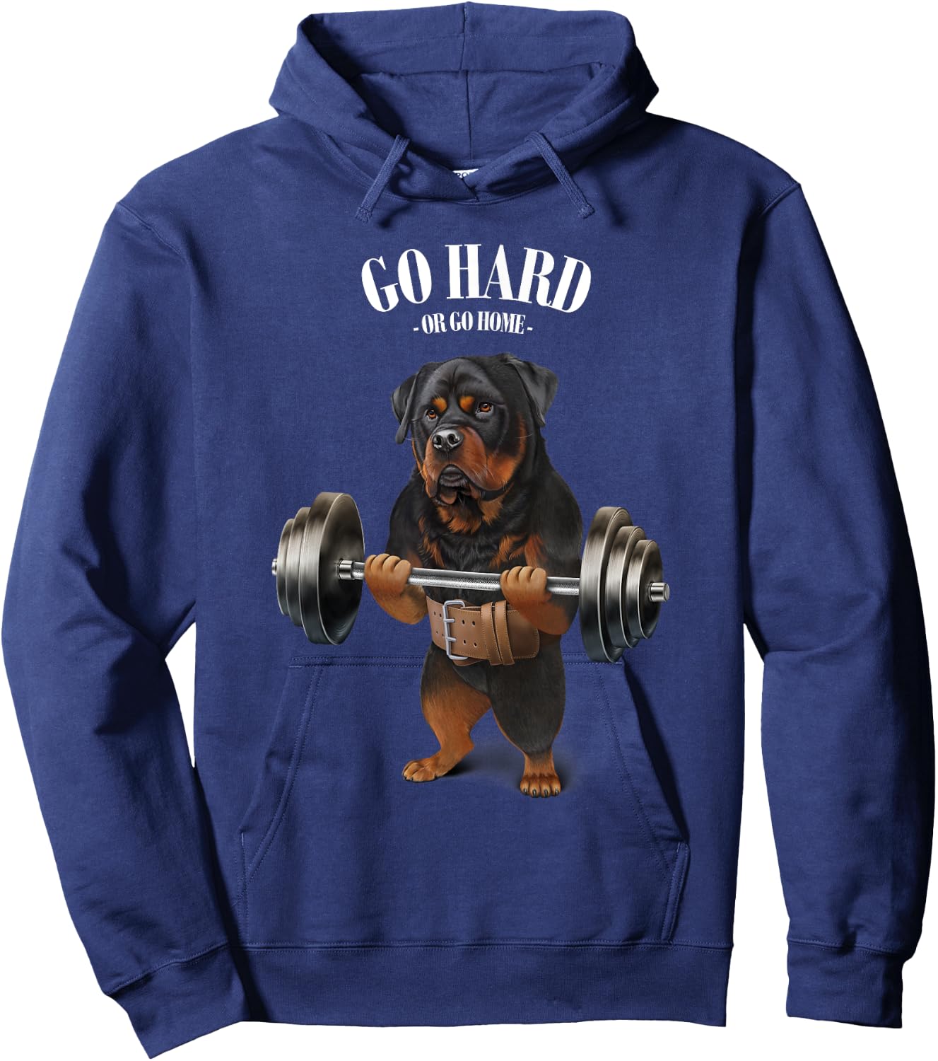Rottweiler Dog Weightlifting in Fitness Gym Hoodie - Hoodie | Navy