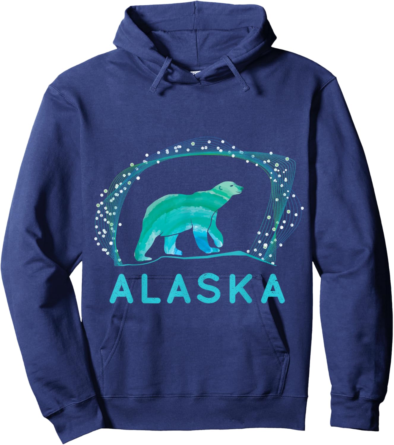 Alaska Ice Bear with Polar Lights and Stars Hoodie - Hoodie | Navy