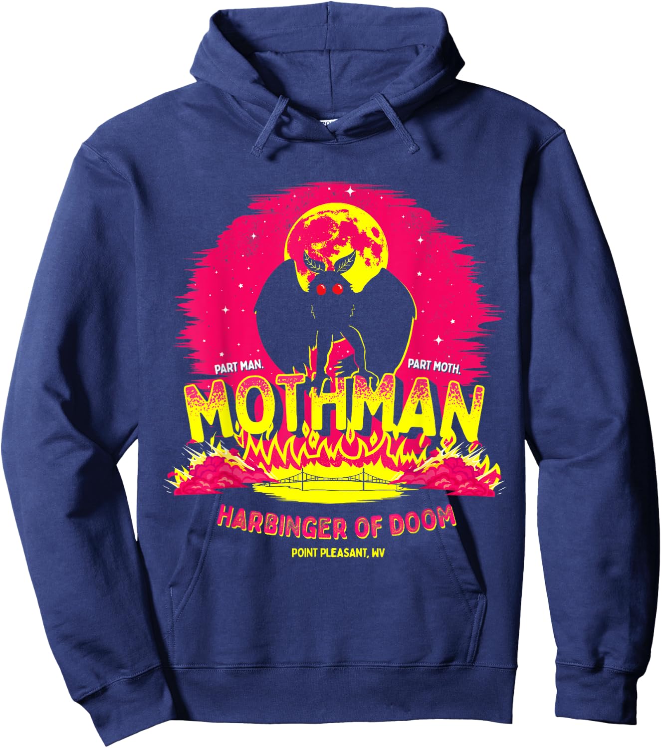 Mothman - Harbinger of Doom Funny Cryptid Hoodie - Hoodie | Navy