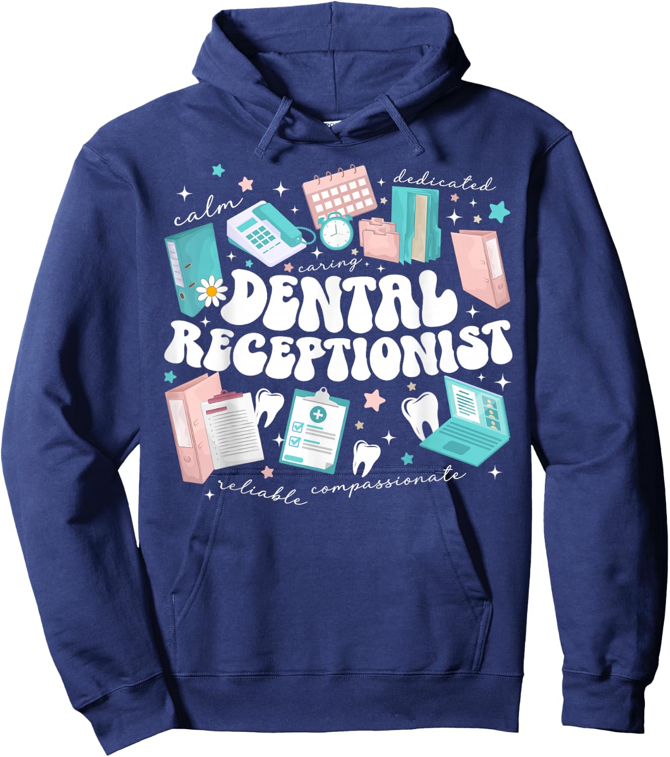 Dental Receptionist Groovy Dental Receptionists Hoodie - Hoodie | Navy