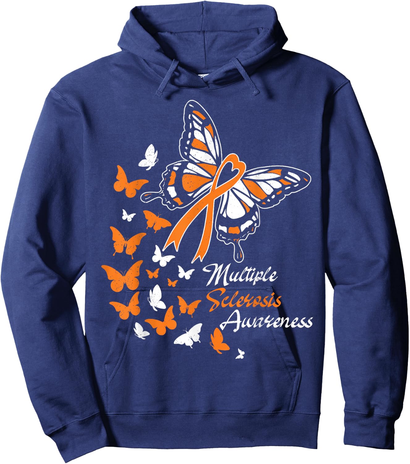 Multiple Sclerosis Awareness Butterflies Gift Hoodie - Hoodie | Navy