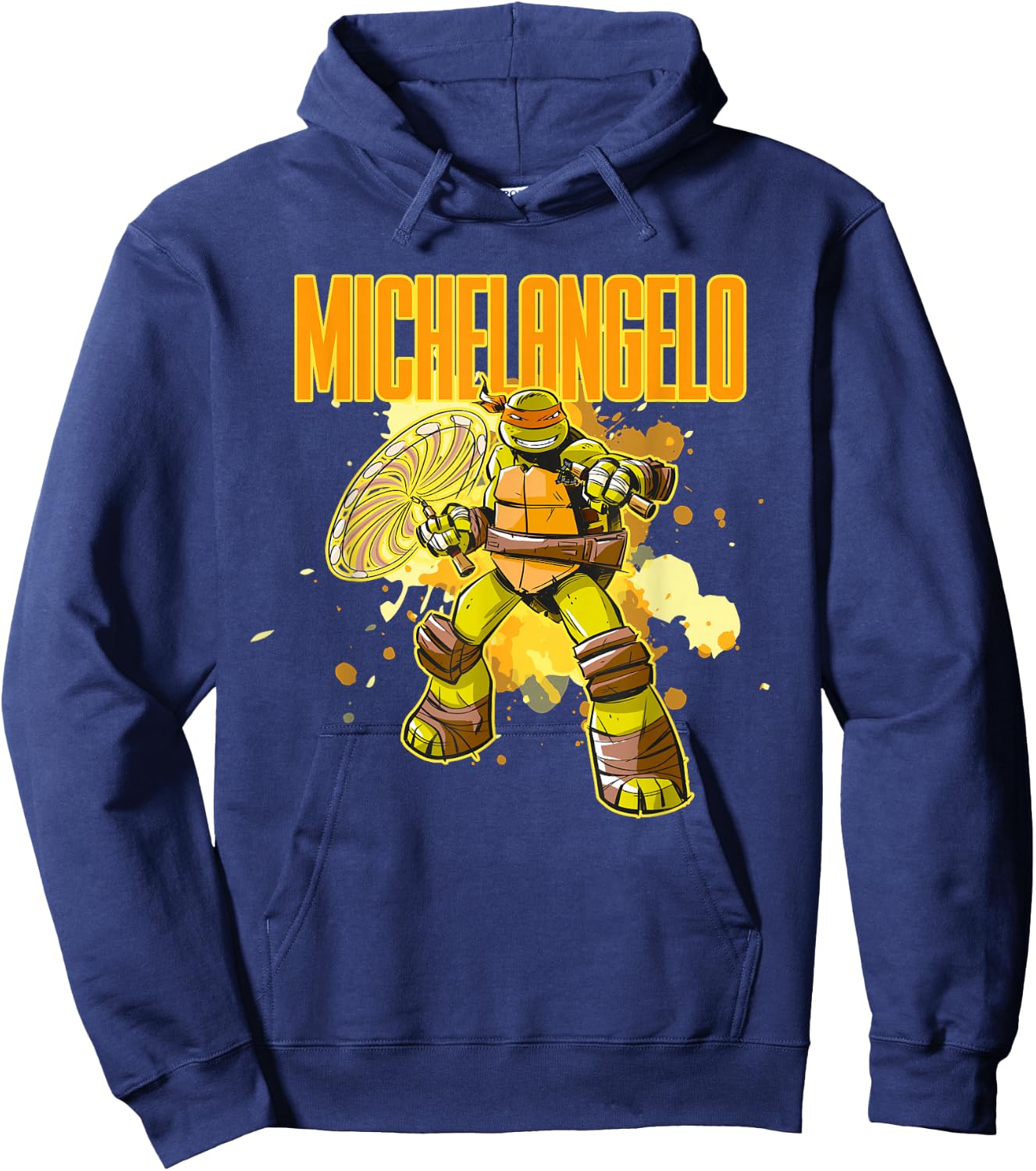 Michelangelo - Orange Splatter Paint Hoodie - Hoodie | Navy