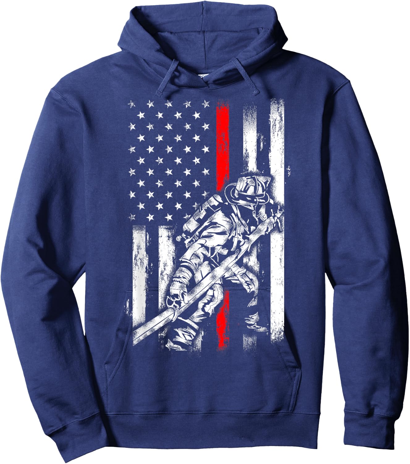 Firefighter American Flag for US Fireman Hoodie - Hoodie | Navy