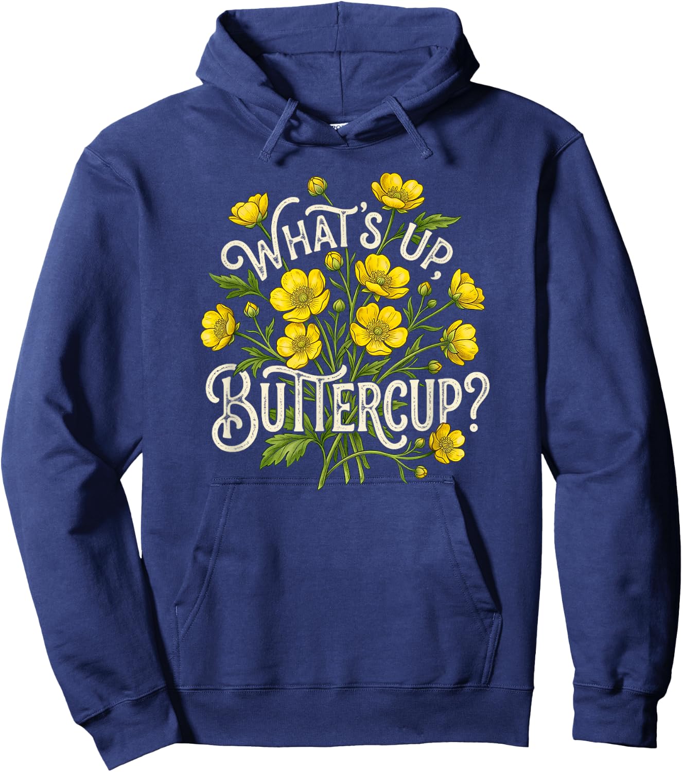 What's Up Buttercup Vintage Floral Hoodie - Hoodie | Navy