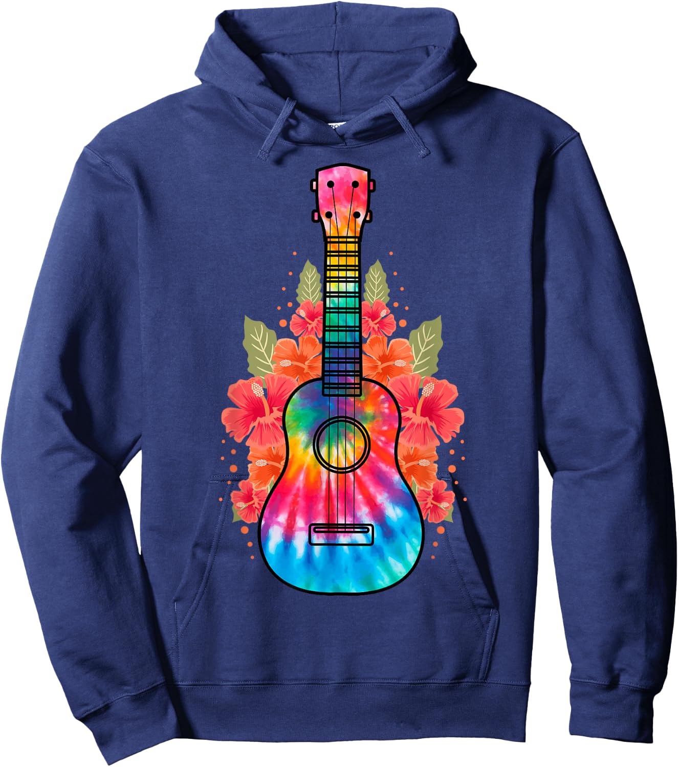 Hawaii Uke Flower Ukulele Guitar Hoodie - Hoodie | Navy