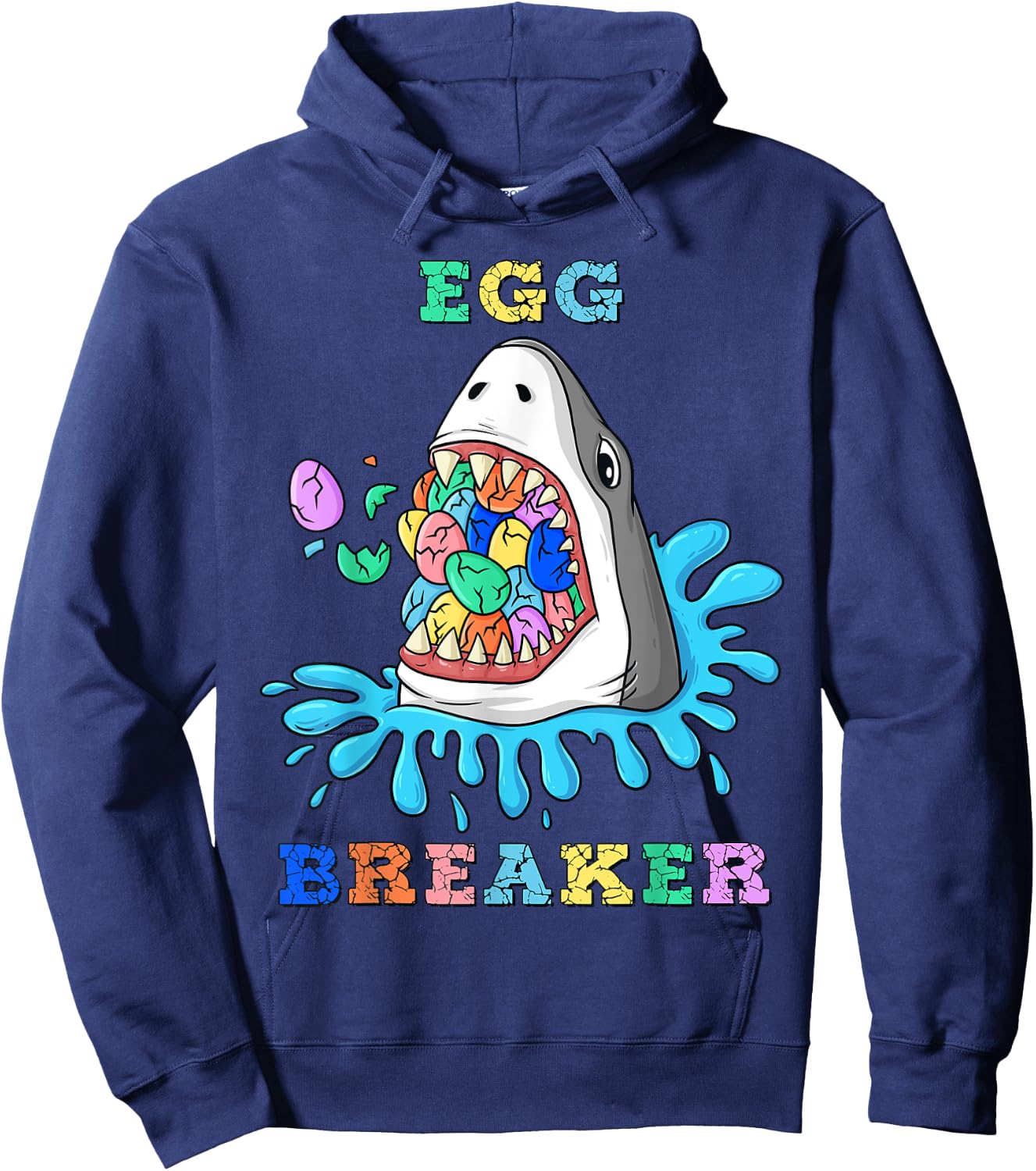 Egg Breaker Shark Easter Funny Boys Girls Kids Hoodie - Hoodie | Navy
