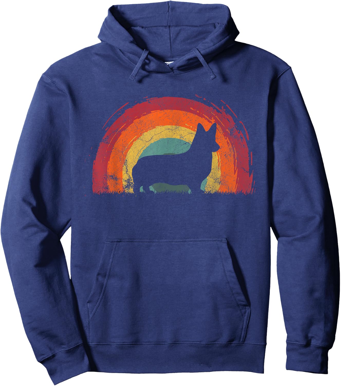 Dorgi Vintage Rainbow Dog Men Women Hoodie - Hoodie | Navy