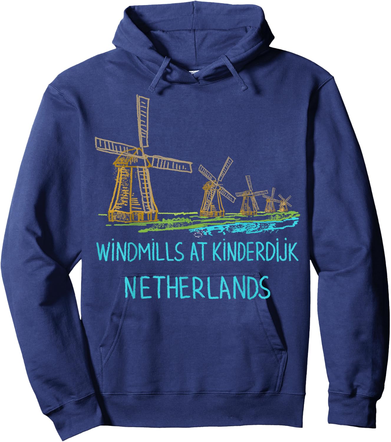 Windmills at Kinderdijk Netherlands Hoodie - Hoodie | Navy