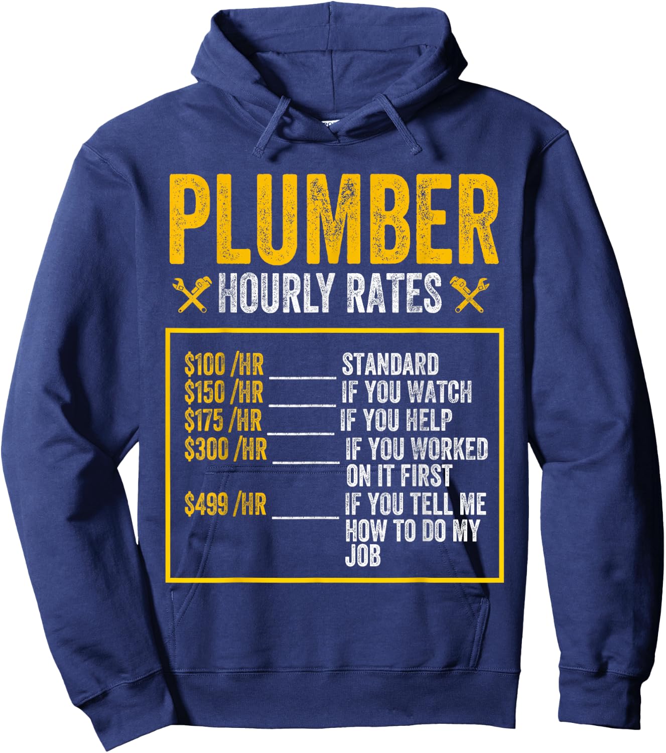 Funny Plumber Men Plumber Hourly Rate Plumber Hoodie - Hoodie | Navy