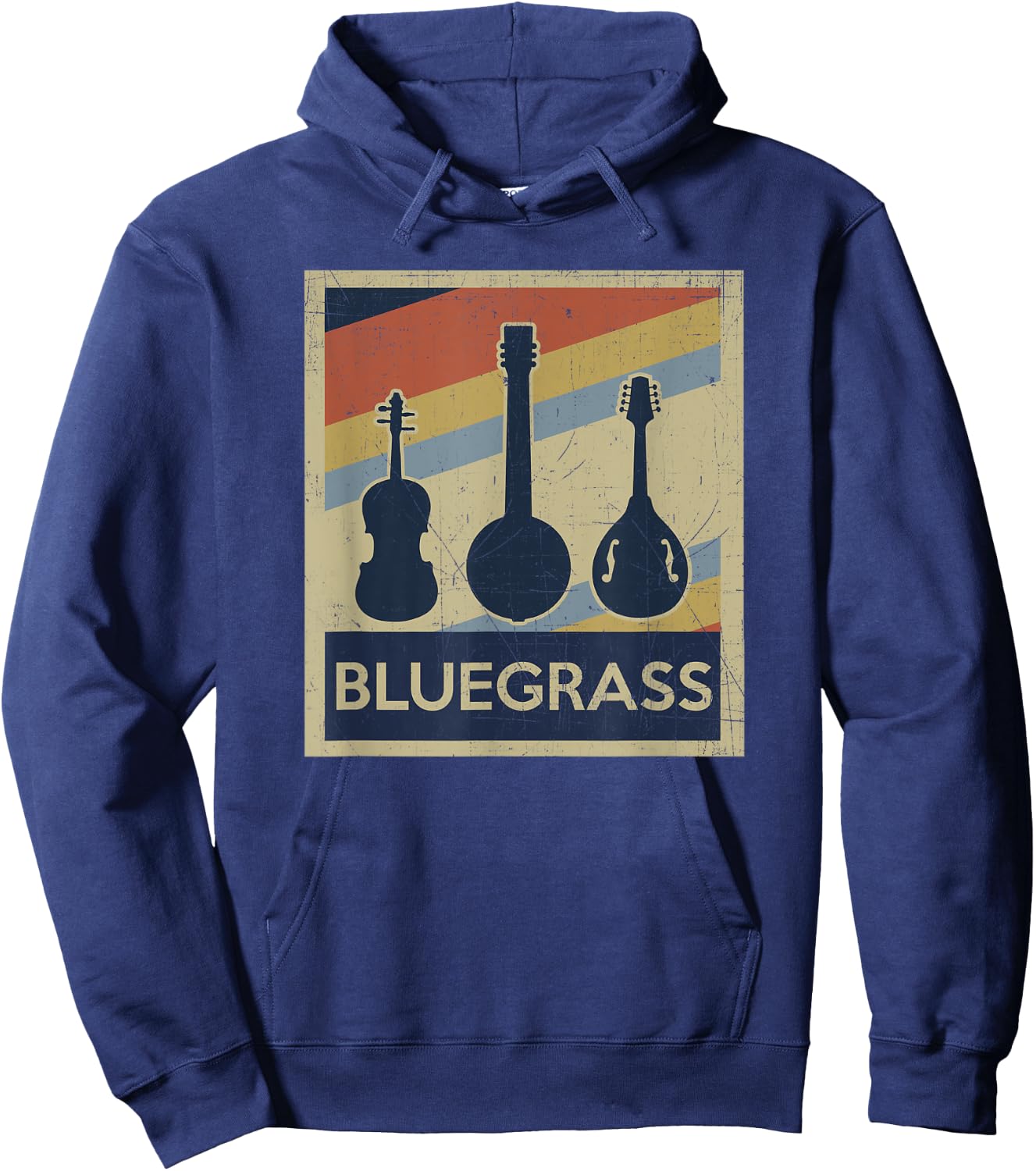 Bluegrass Vintage Music Instruments Retro Hoodie - Hoodie | Navy
