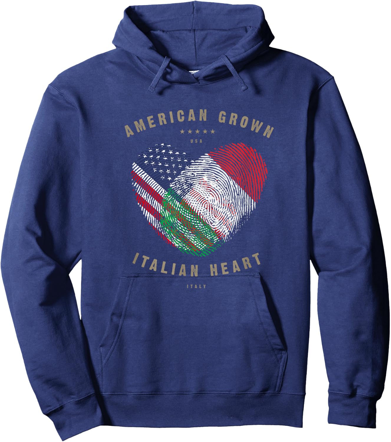 American Grown Italian Heart Love Italy Flag Hoodie - Hoodie | Navy