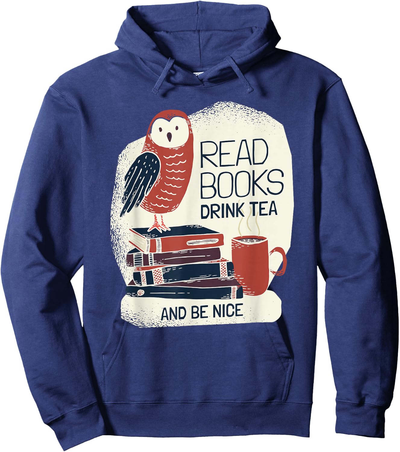 Book-Lover - Tea Books Owl - Bookworm Hoodie - Hoodie | Navy