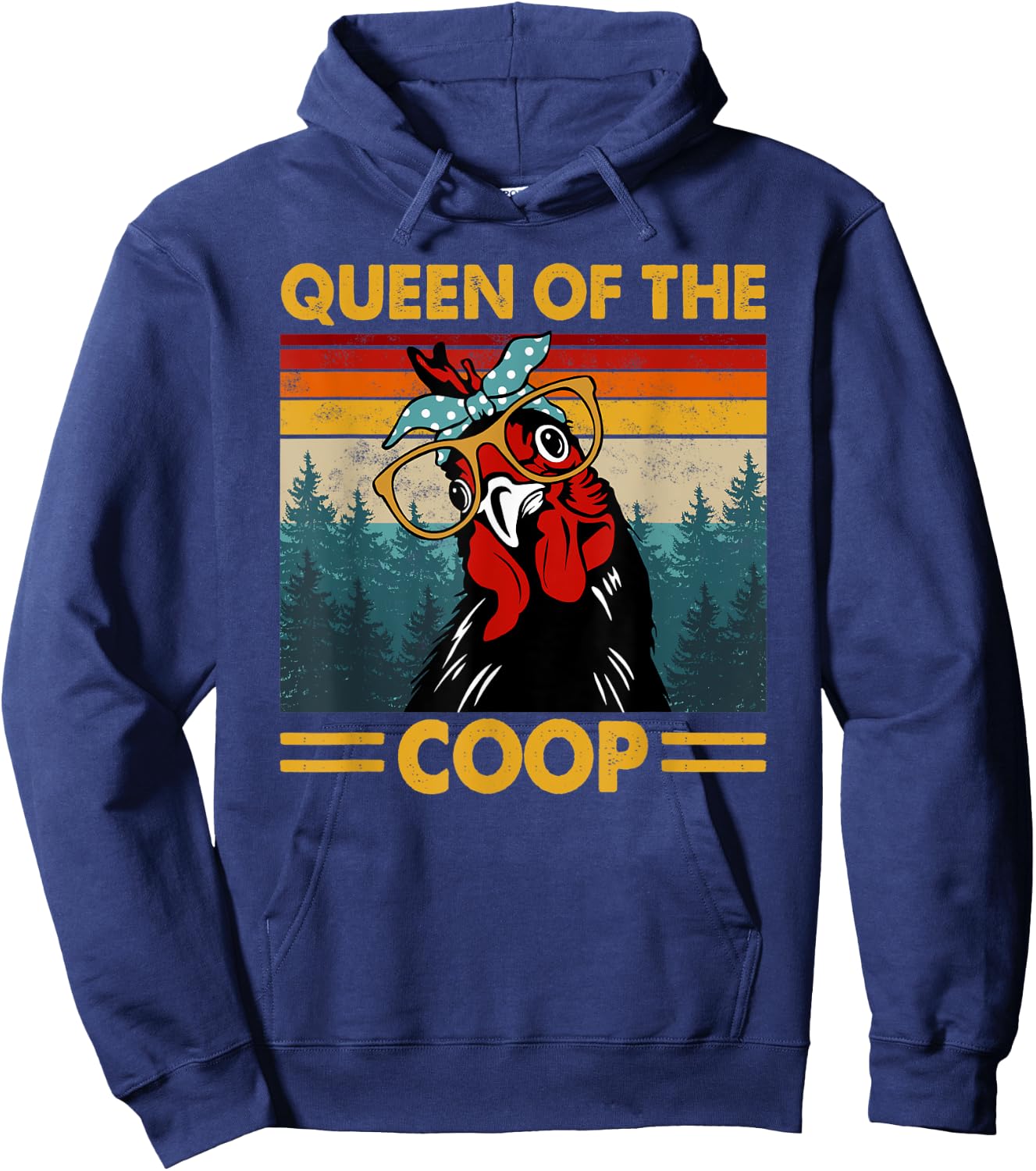 Queen Of The Coop Vintage Chicken Lady Sunglass Hoodie - Hoodie | Navy
