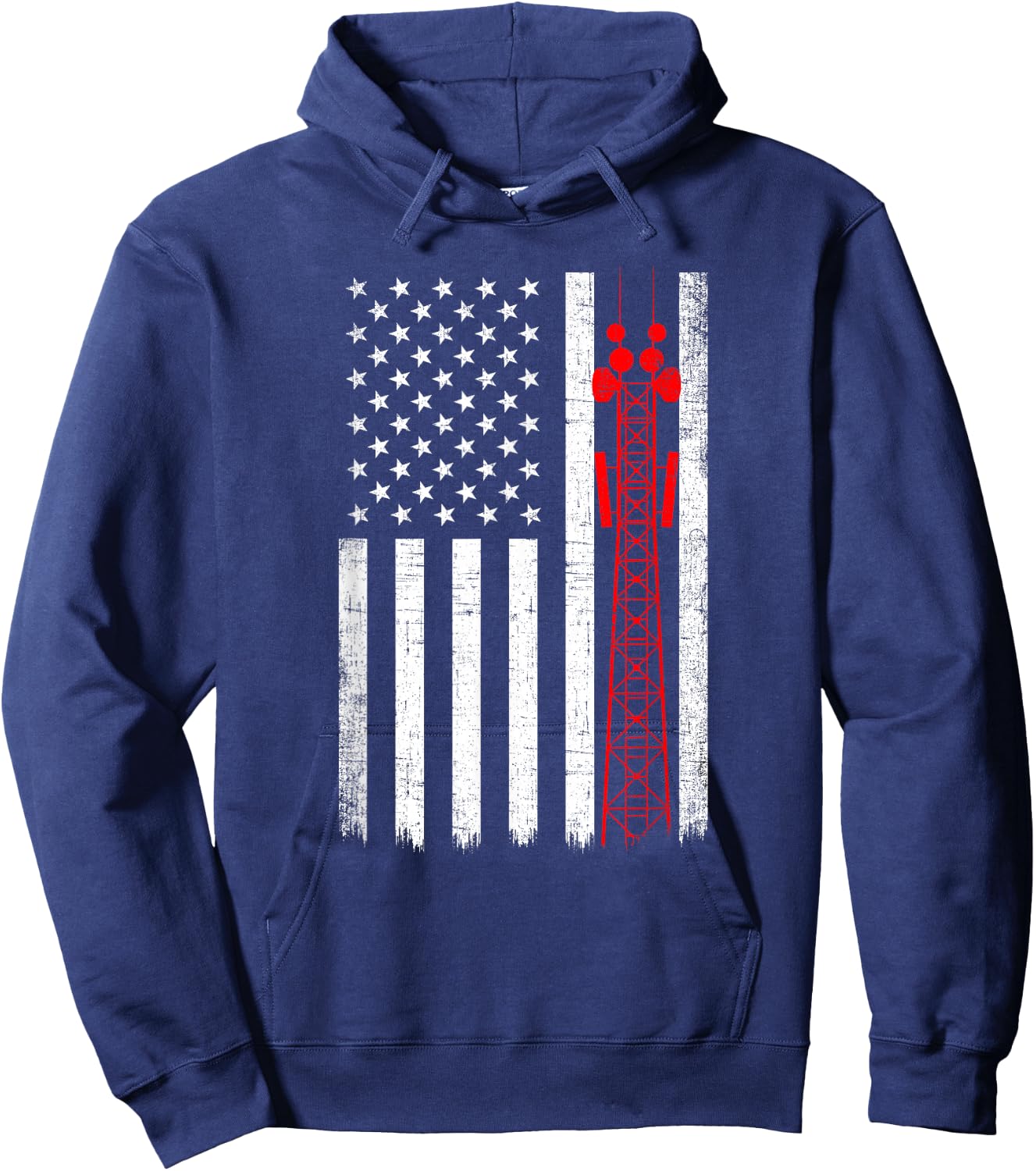 Tower Climber American Flag, Tower Climber Hoodie - Hoodie | Navy