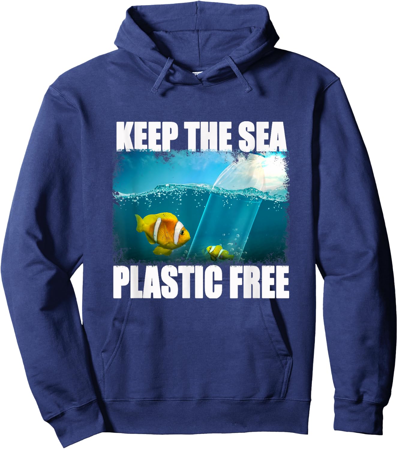 Water Pollution with Plastic Waste Hoodie - Hoodie | Navy