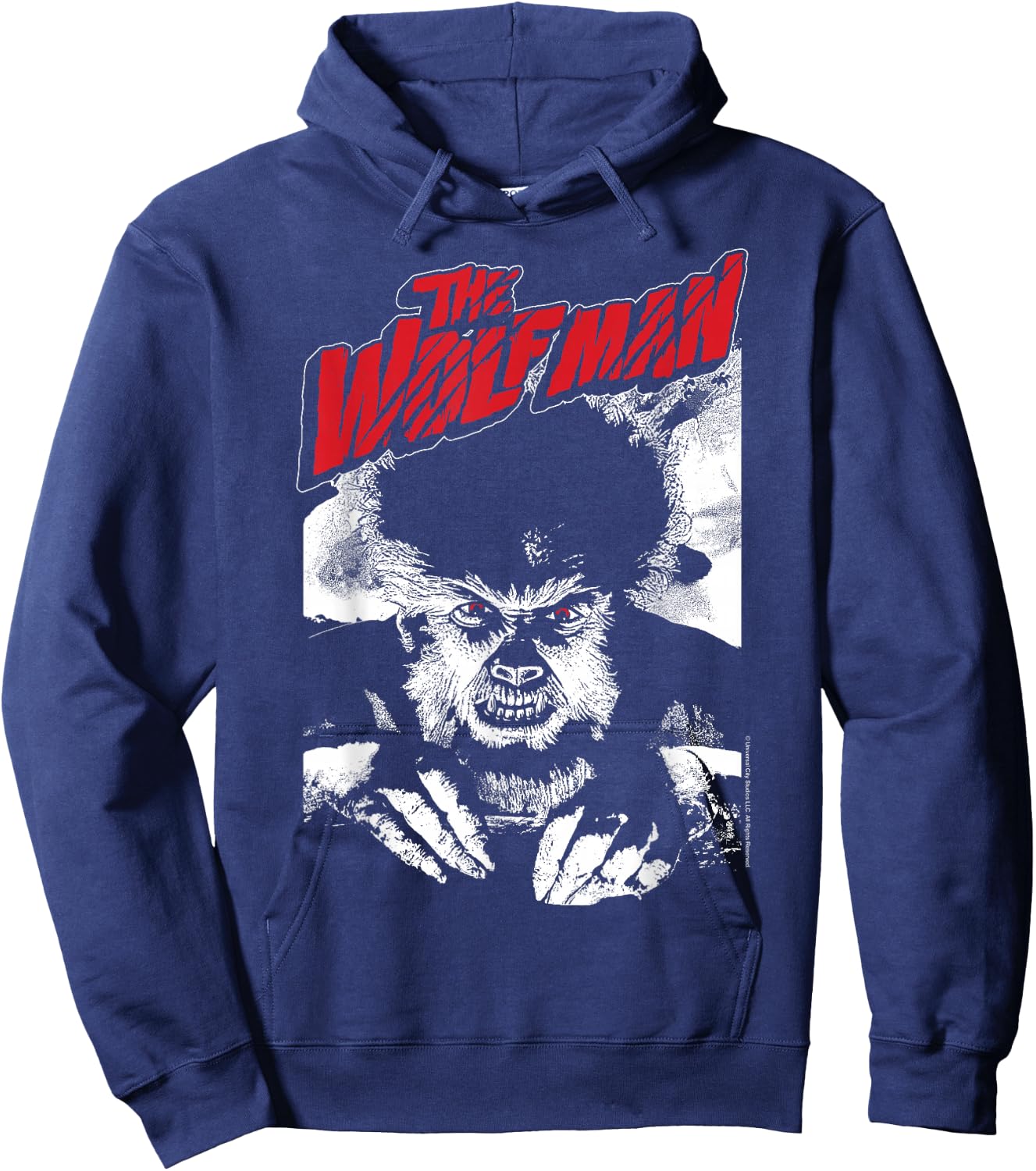 Universal Monsters The Wolfman Title Portrait Hoodie - Hoodie | Navy