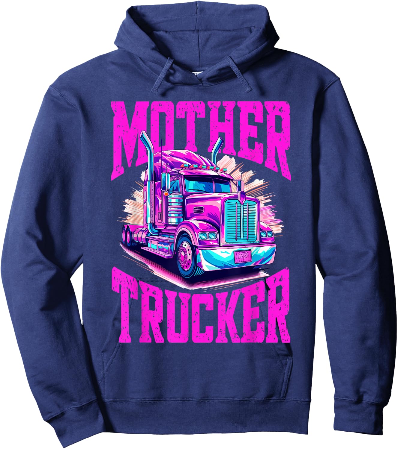 Trucker Truck Woman - Mother Trucker Hoodie - Hoodie | Navy