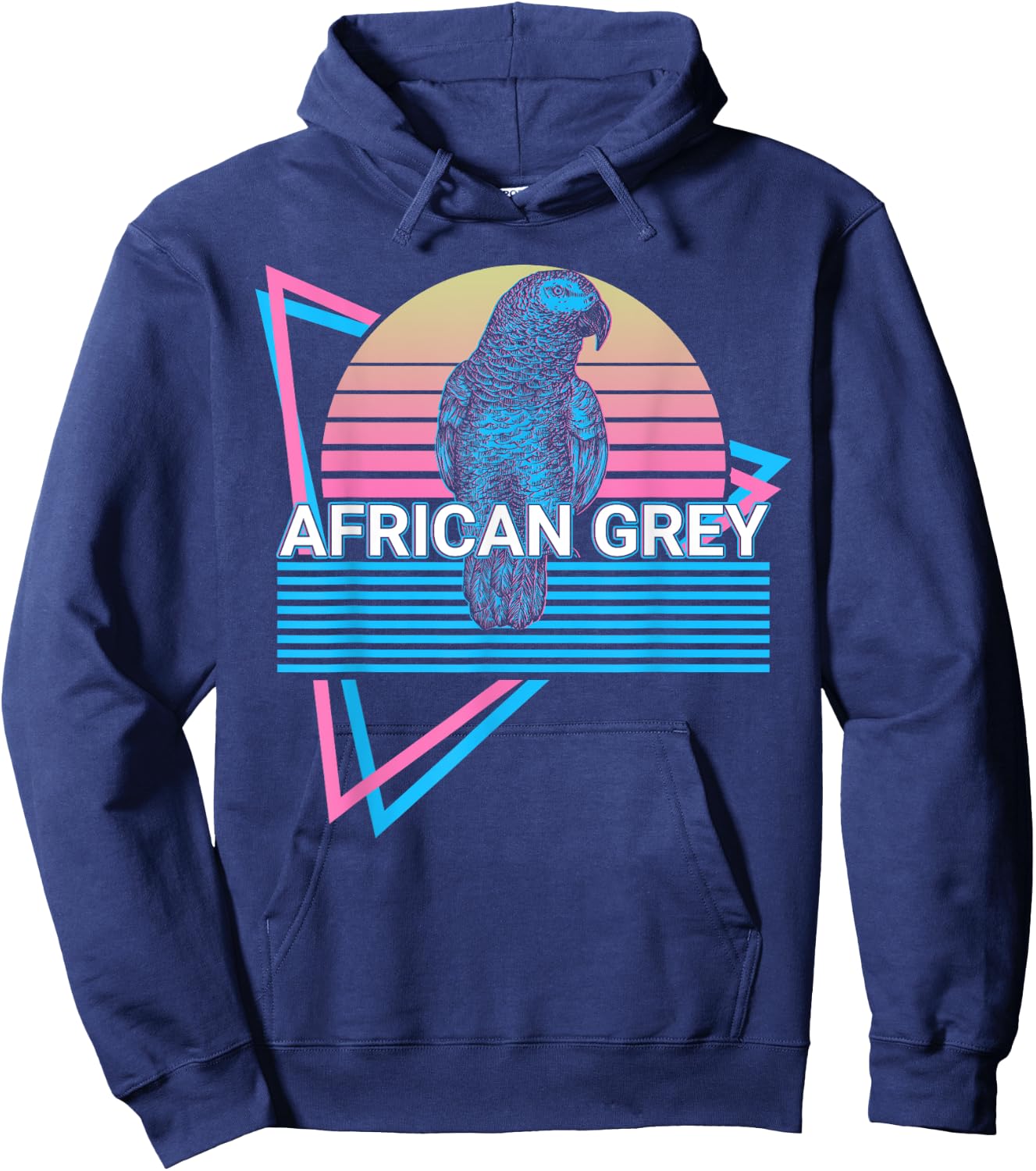 African Grey Parrot Retro Hoodie - Hoodie | Navy