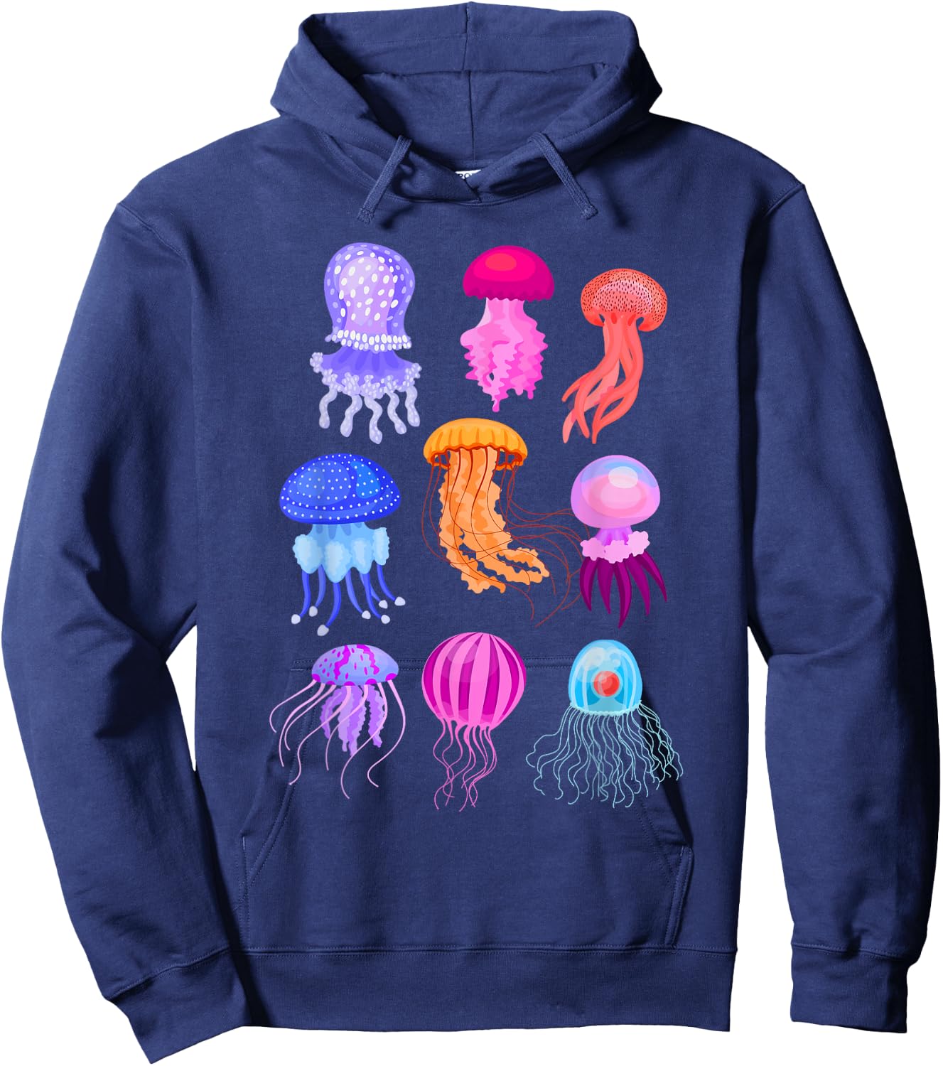 Retro Jellyfish Design Hoodie - Hoodie | Navy