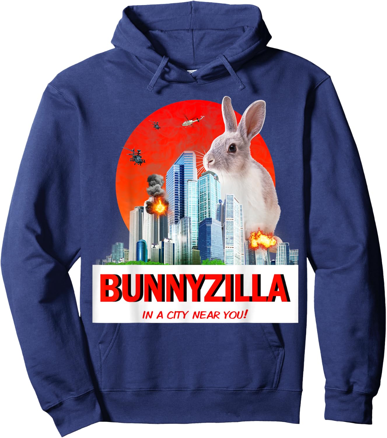 Bunny Rabbit Lovers Fun Bunny Bunnyzilla Gift Hoodie - Hoodie | Navy