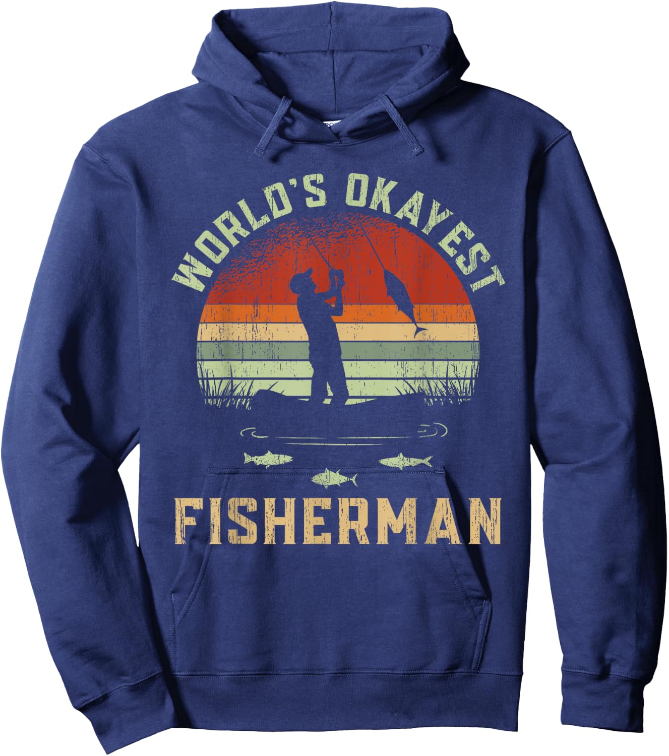 World Okayest Fisherman Vintage Hoodie - Hoodie | Navy