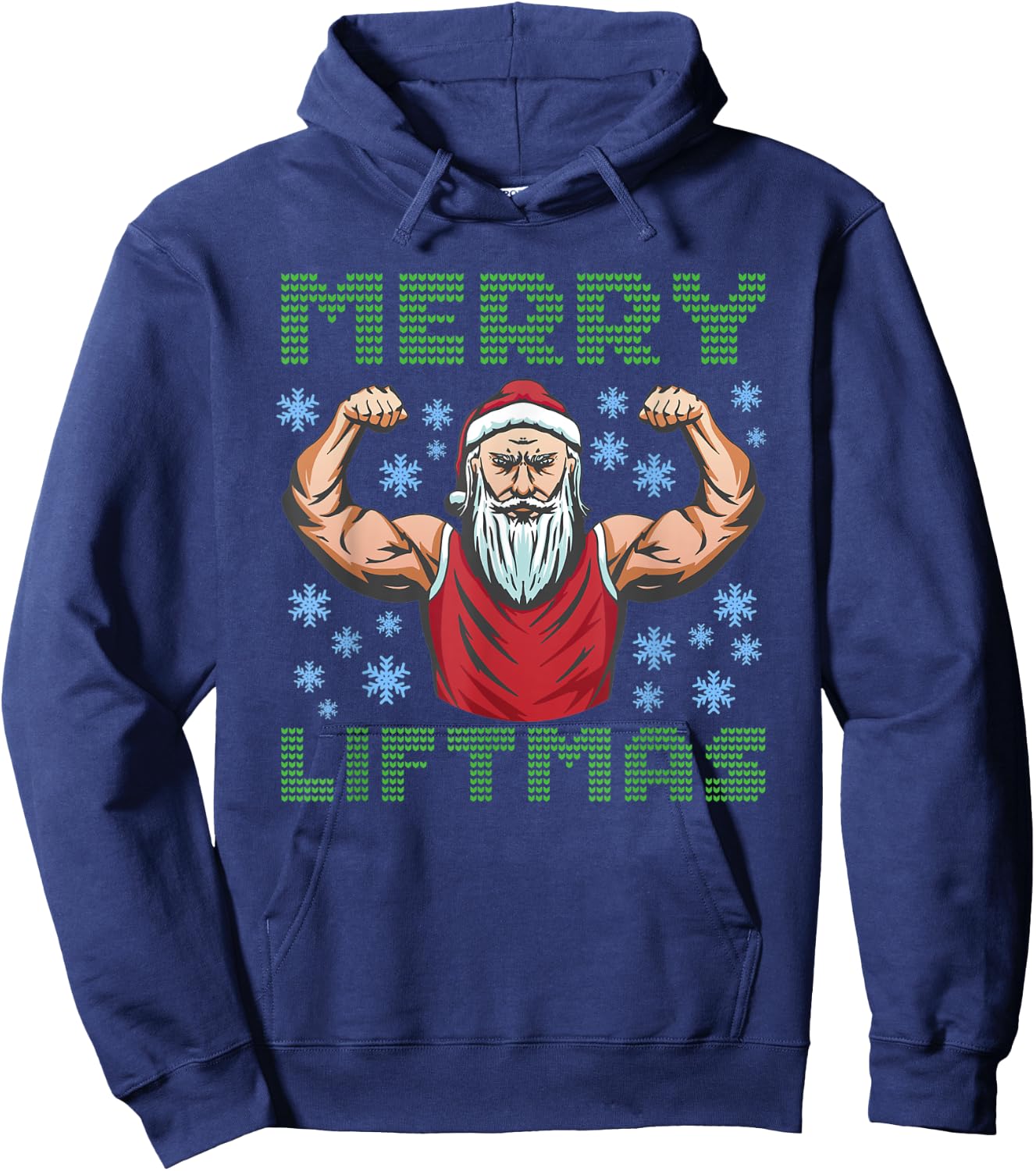 Gym Workout Pumping Santa Merry Liftmas Hoodie - Hoodie | Navy