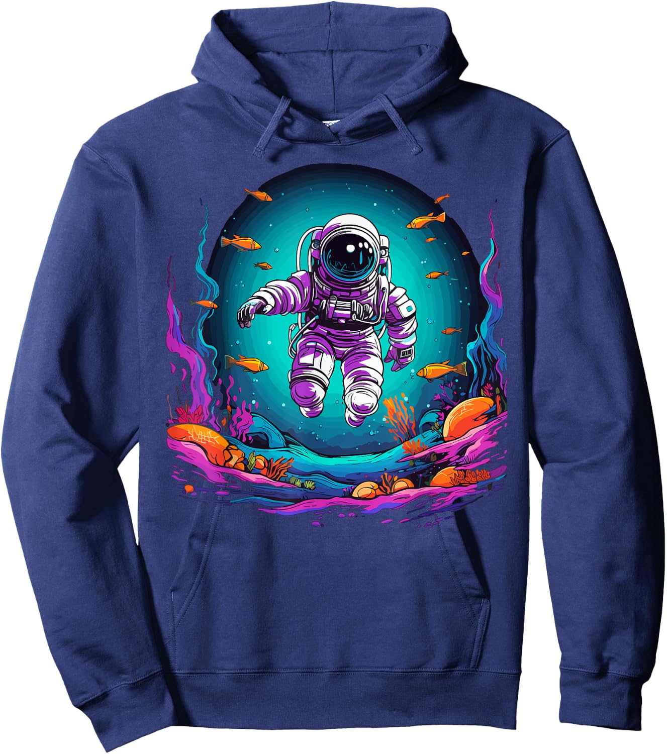 Astronaut Flying Under Ocean Water Astronaut Hoodie - Hoodie | Navy