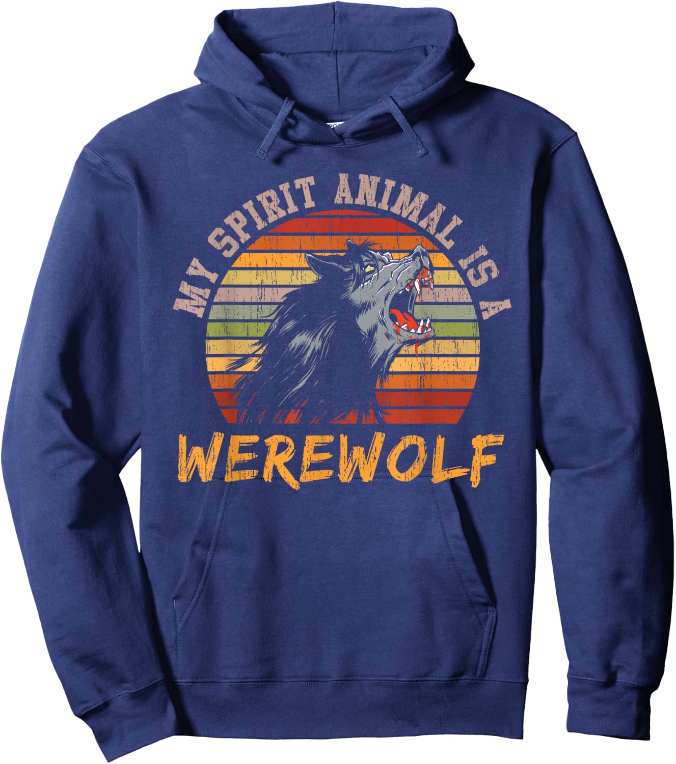 Werewolf Full Moon Vintage Werewolf Hoodie - Hoodie | Navy