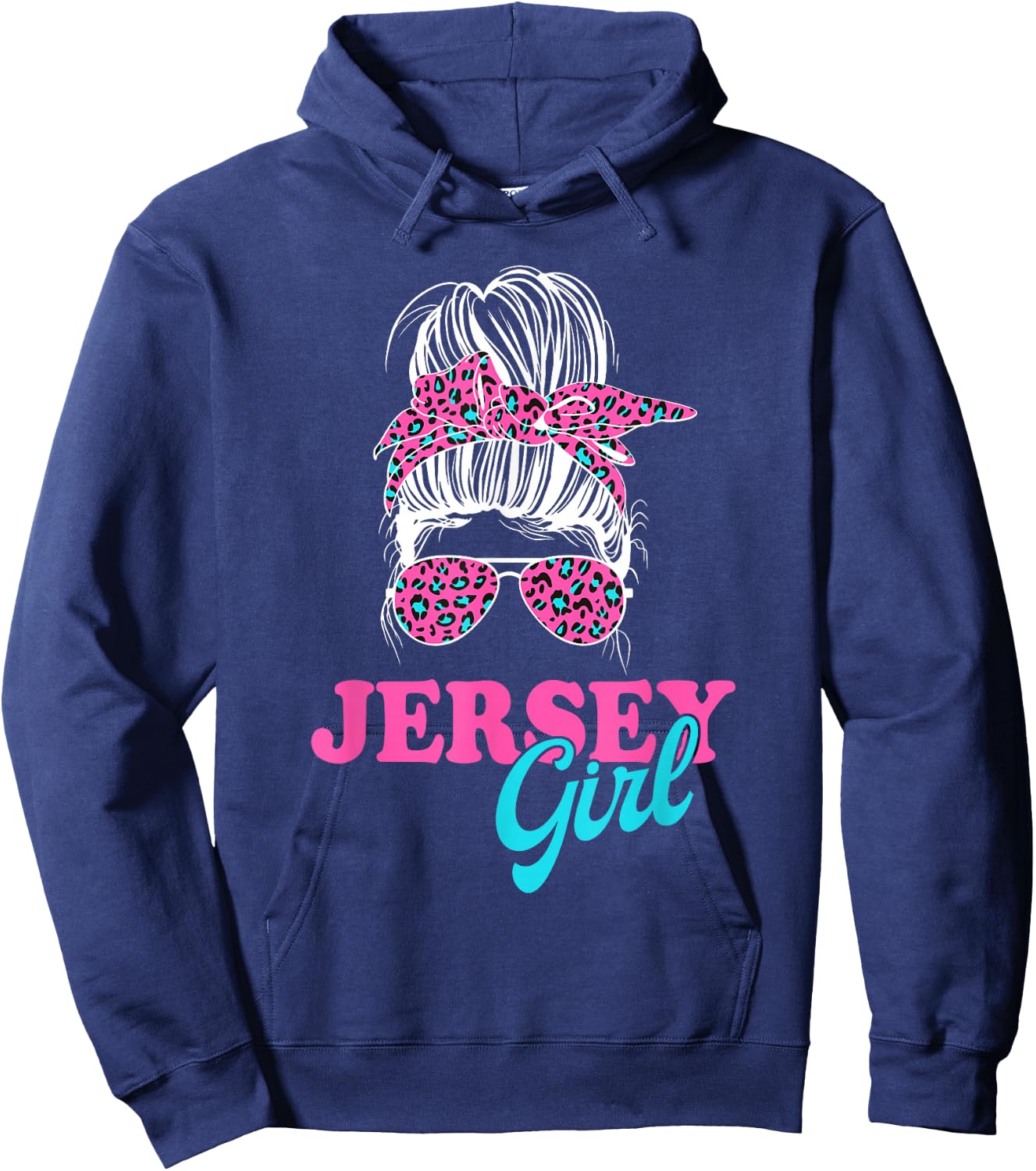 Jersey Girl Messy Bun Hoodie - Hoodie | Navy