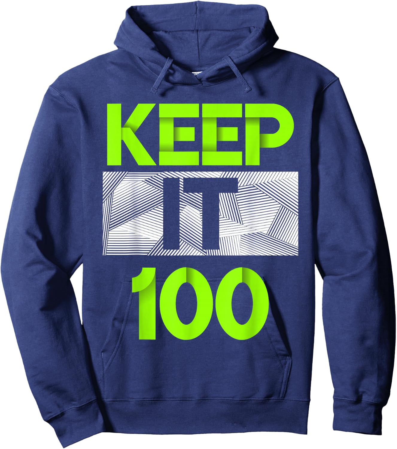 Keep It 100 Green Color Graphic Hoodie - Hoodie | Navy