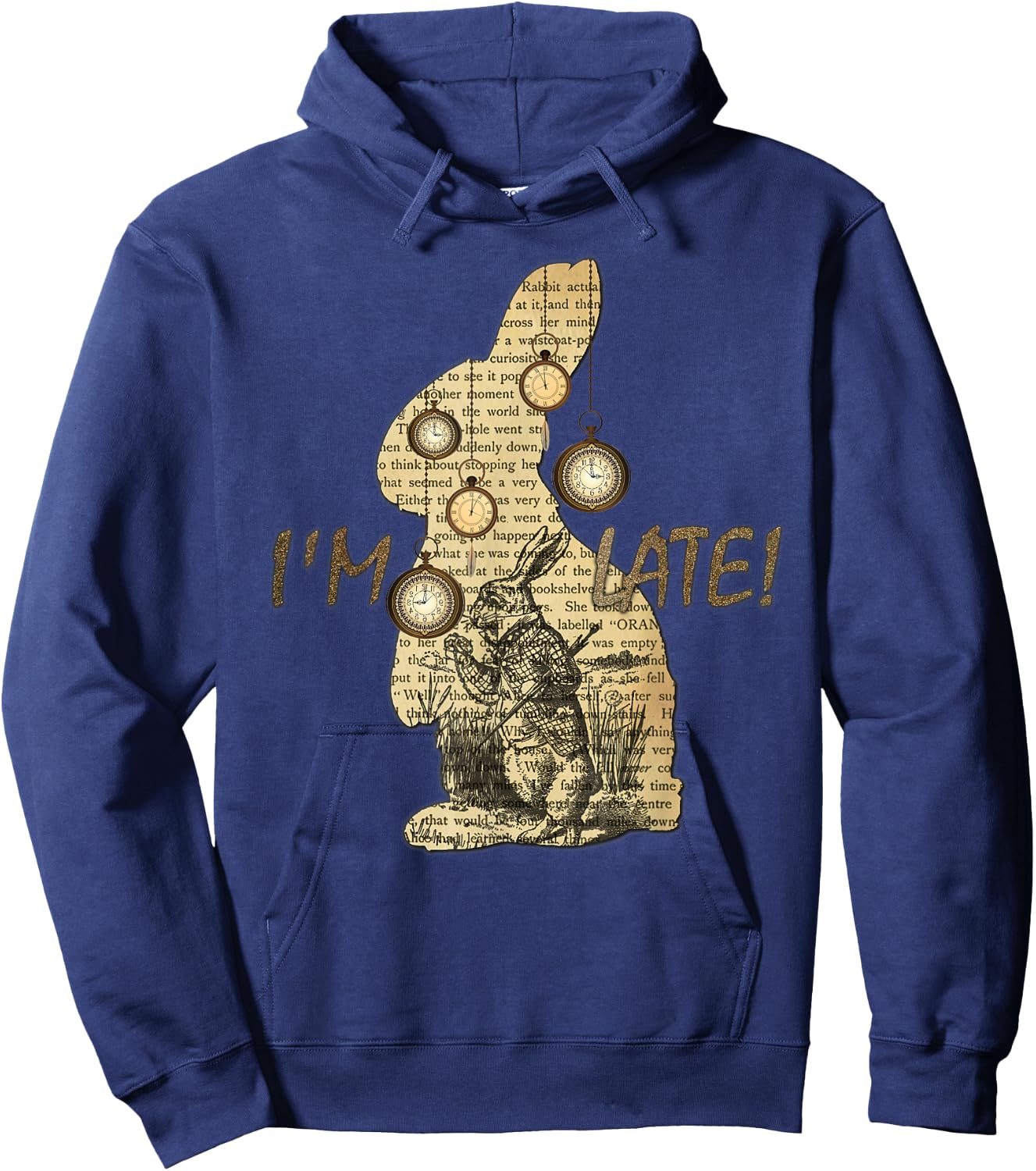 I'm Late - Alice in Wonderland White Rabbit Hoodie - Hoodie | Navy