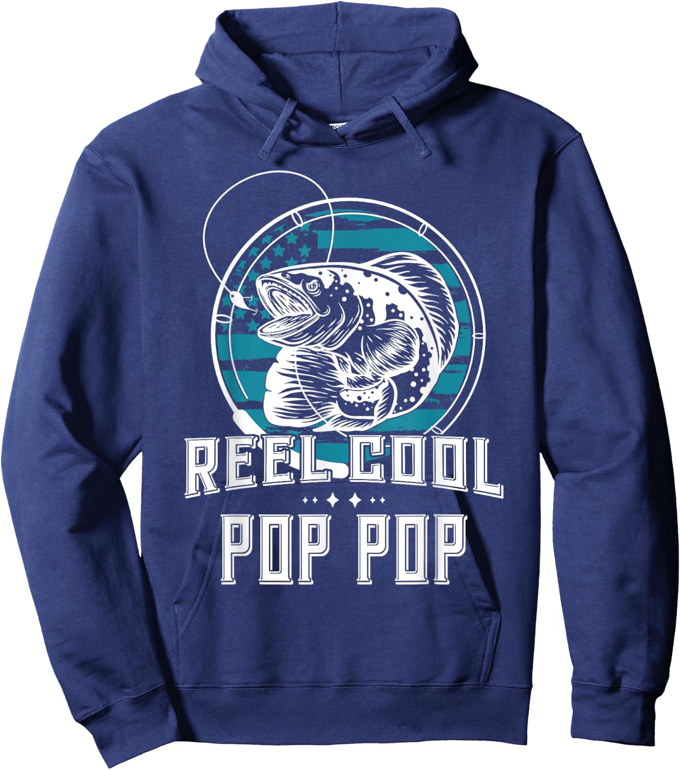Gift Fathers Day - Reel Cool Pop Pop Fishing Hoodie - Hoodie | Navy