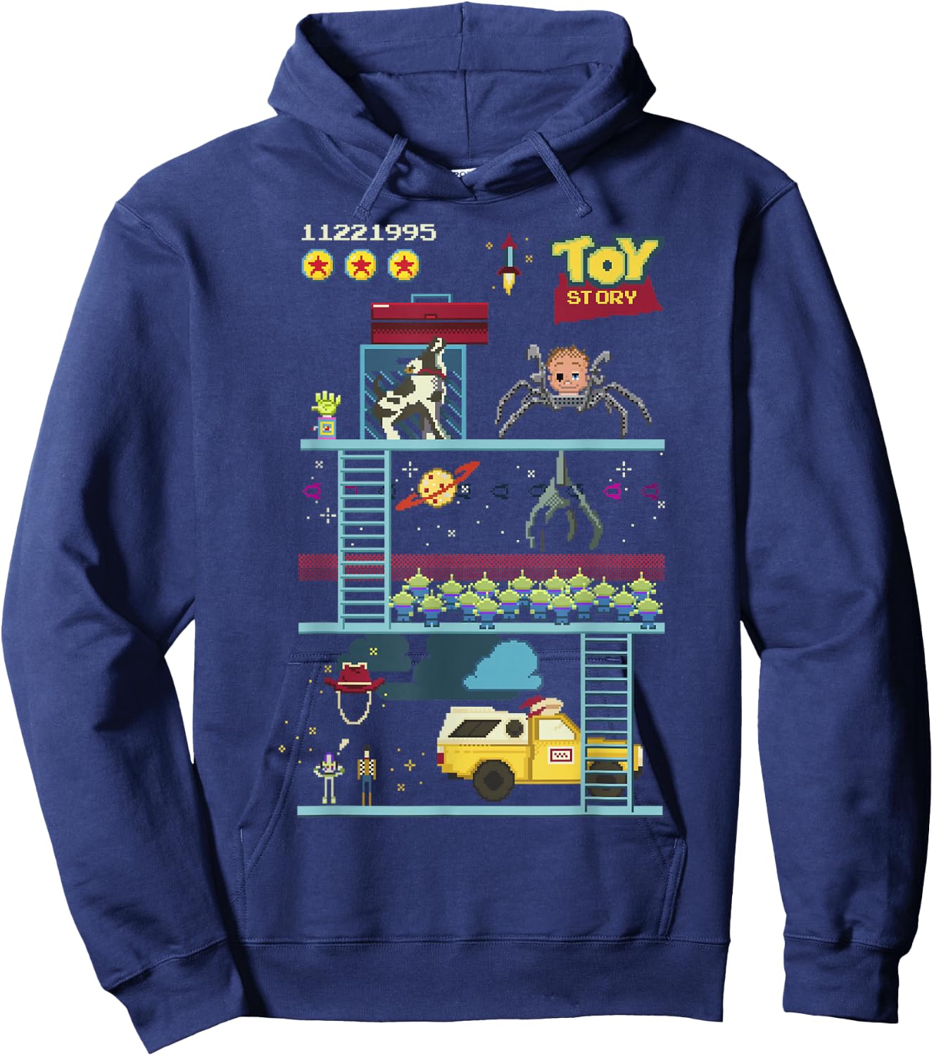 Disney Pixar Toy Story 8-Bit Video Game Scene Hoodie - Hoodie | Navy
