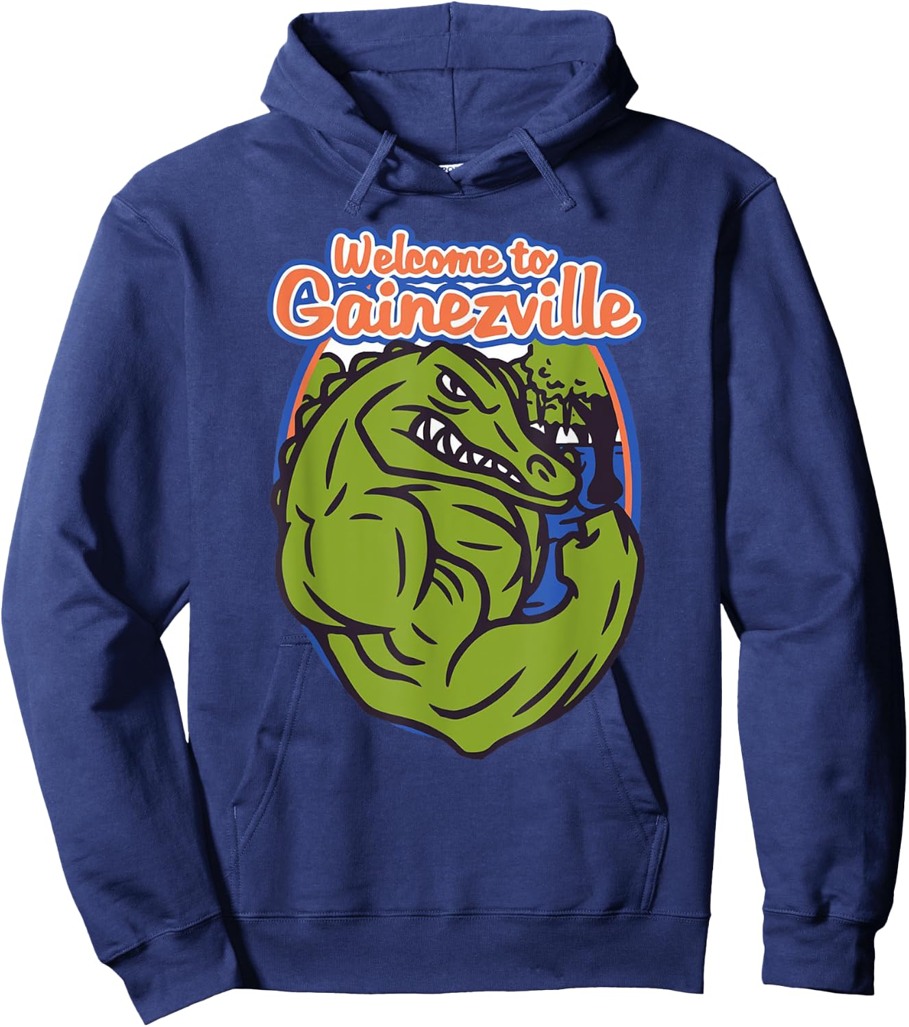 Gainezville Florida Gator flexing muscle Hoodie - Hoodie | Navy