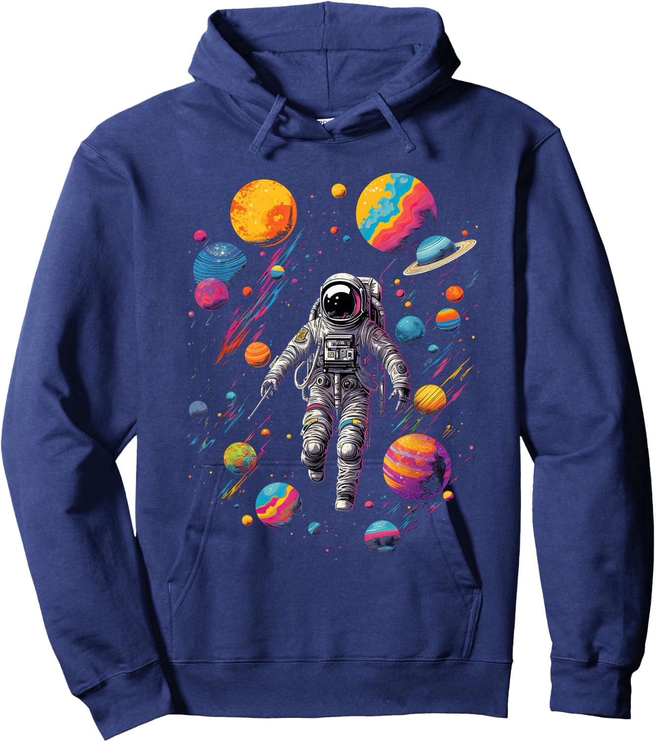 Astronaut in Space with Planets in Galaxies Hoodie - Hoodie | Navy
