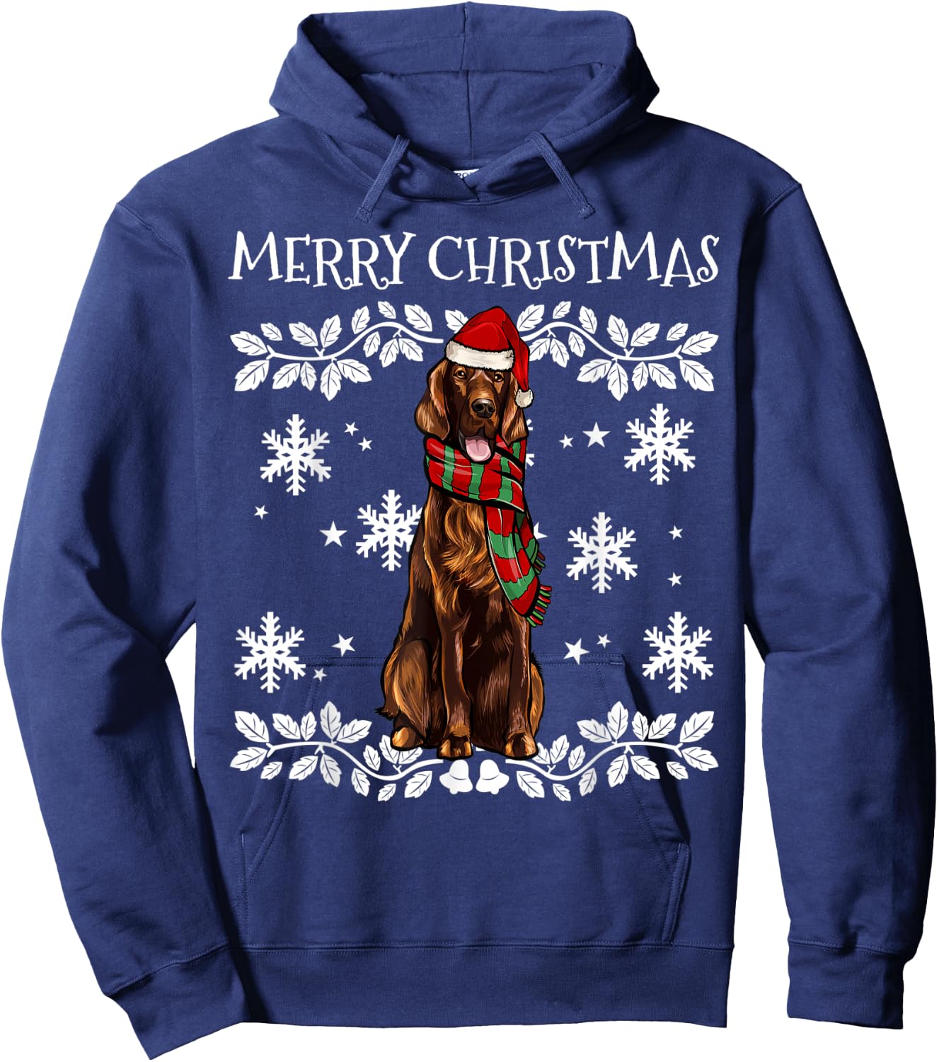 Merry Christmas Setter Irish Ugly Christmas Hoodie - Hoodie | Navy
