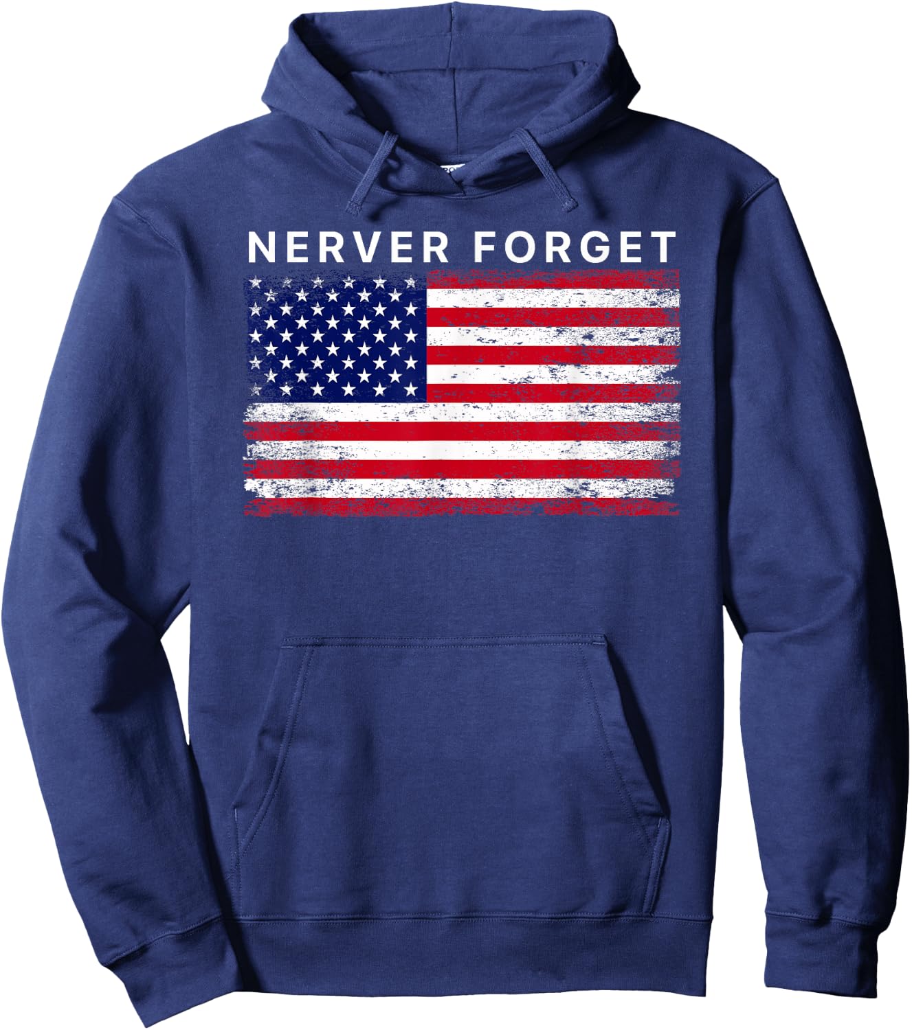 Never Forget Vintage US flag Men's Hoodie - Hoodie | Navy
