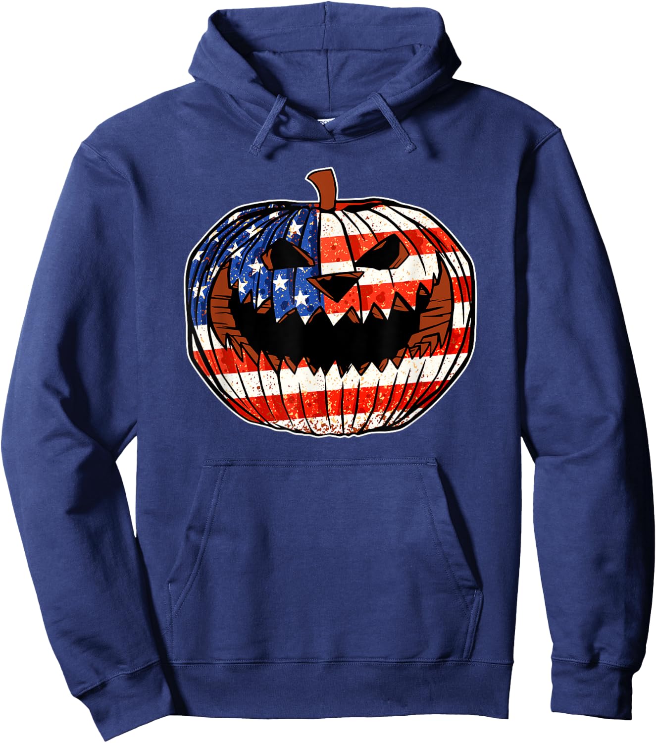 Patriotic America USA Flag Pumpkin Halloween Hoodie - Hoodie | Navy