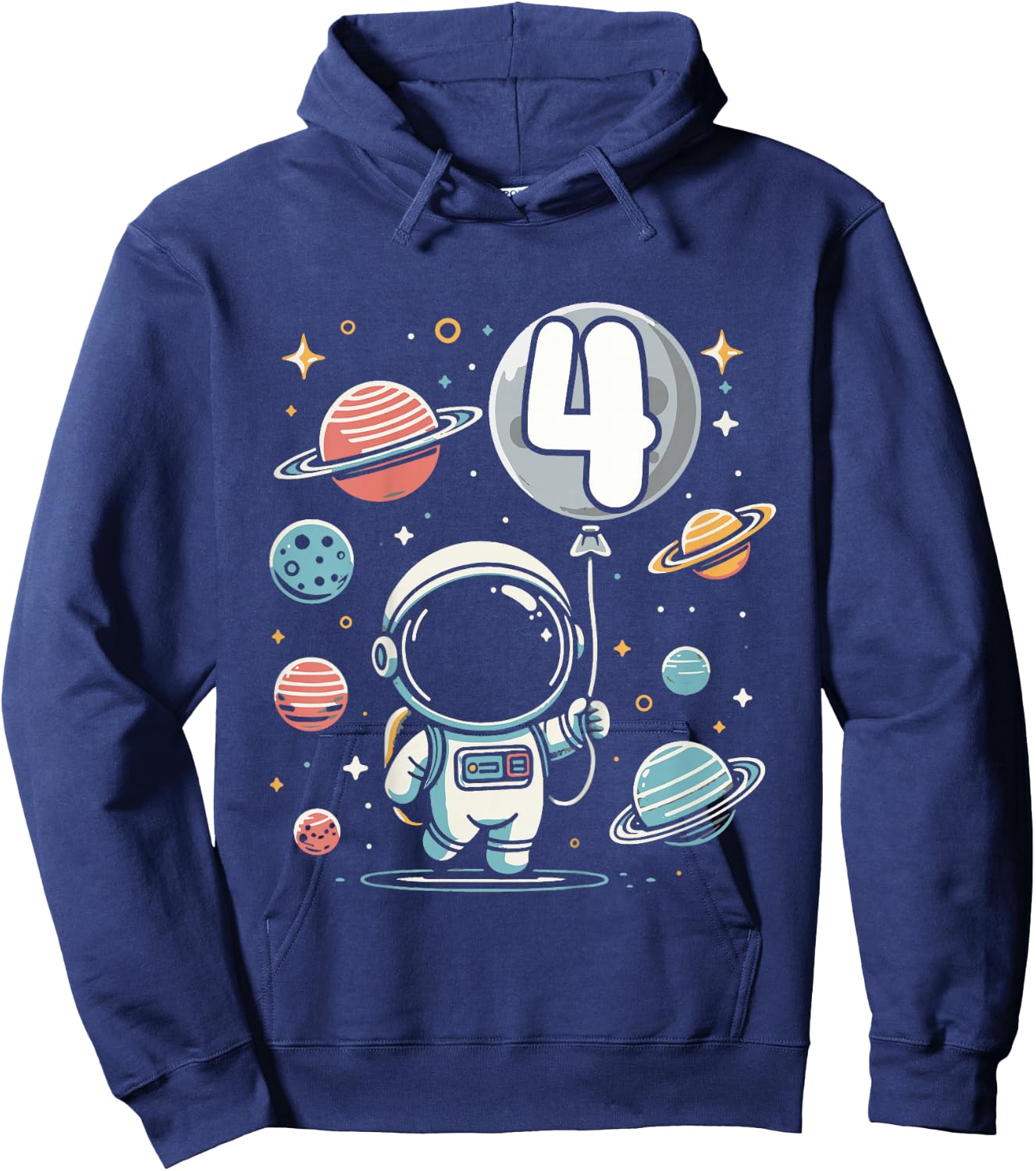 4th Birthday Astronaut Space Planet 4 Years Old Hoodie - Hoodie | Navy