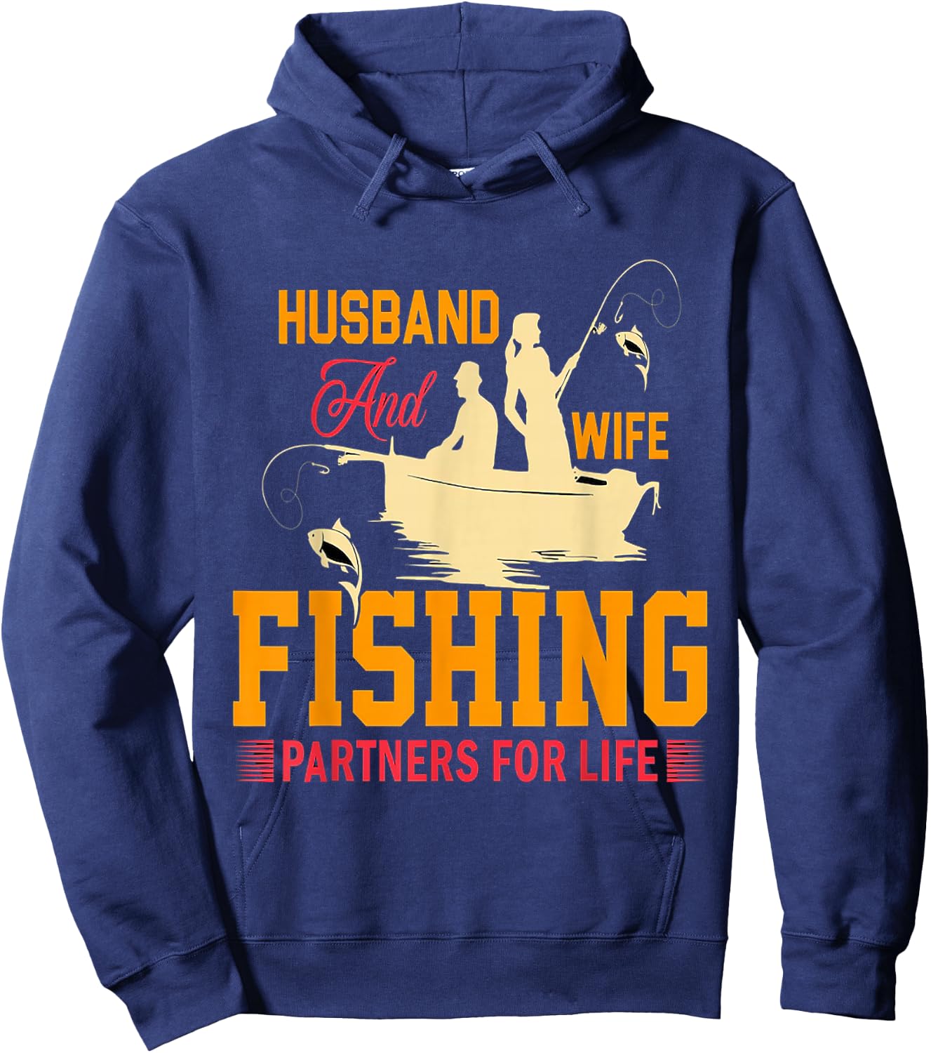 Husband and wife fishing partners for life Hoodie - Hoodie | Navy