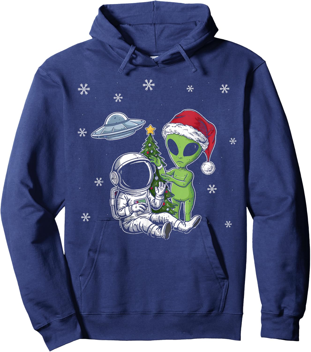 Alien Santa Astronaut UFO Christmas Funny Gifts Hoodie - Hoodie | Navy