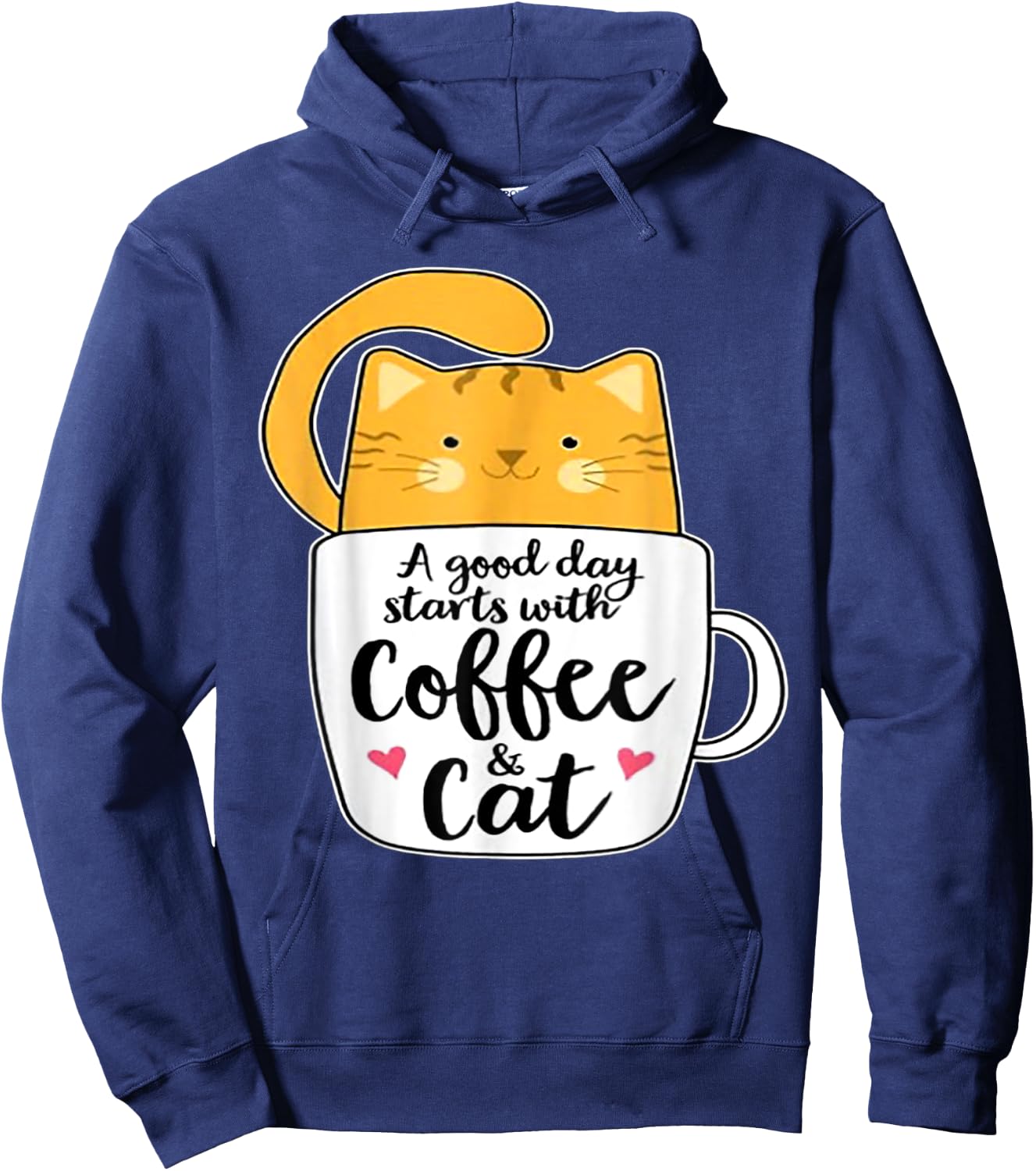 A Good Day Starts With Coffee And Cat Women Hoodie - Hoodie | Navy
