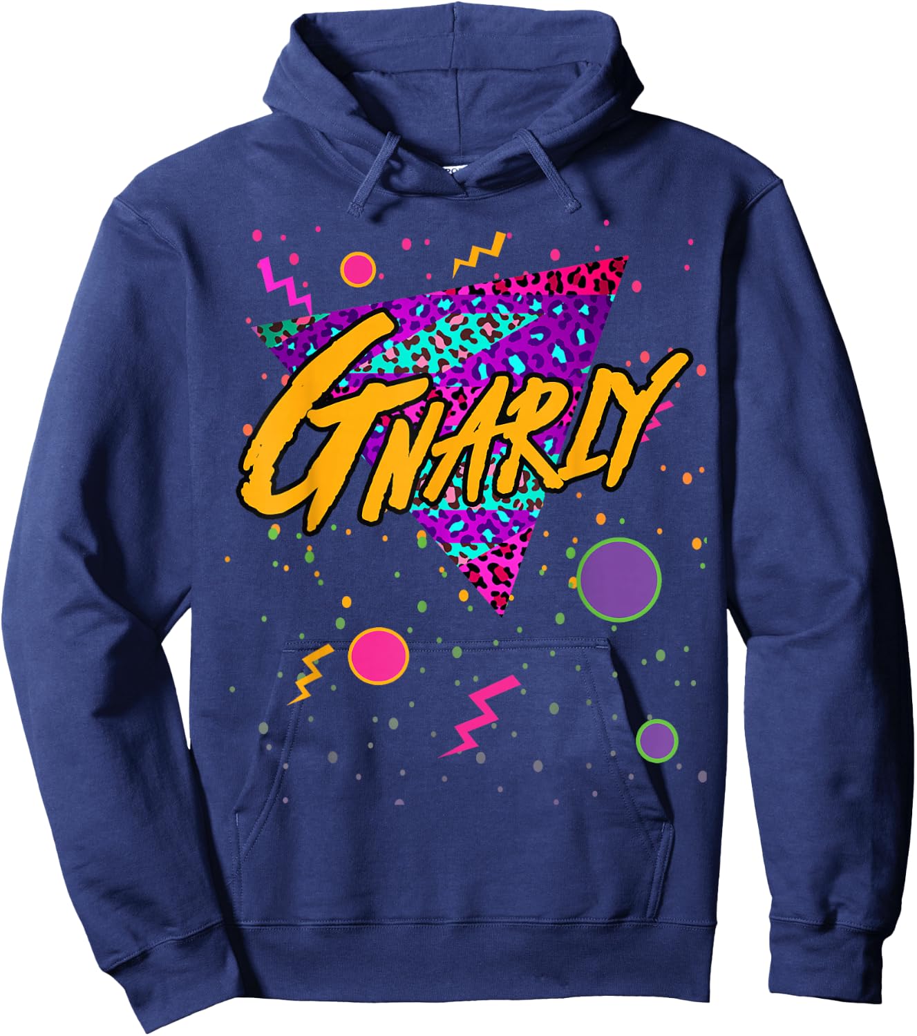 80s Funny Popular Sayings Cool Gnarly Hoodie - Hoodie | Navy