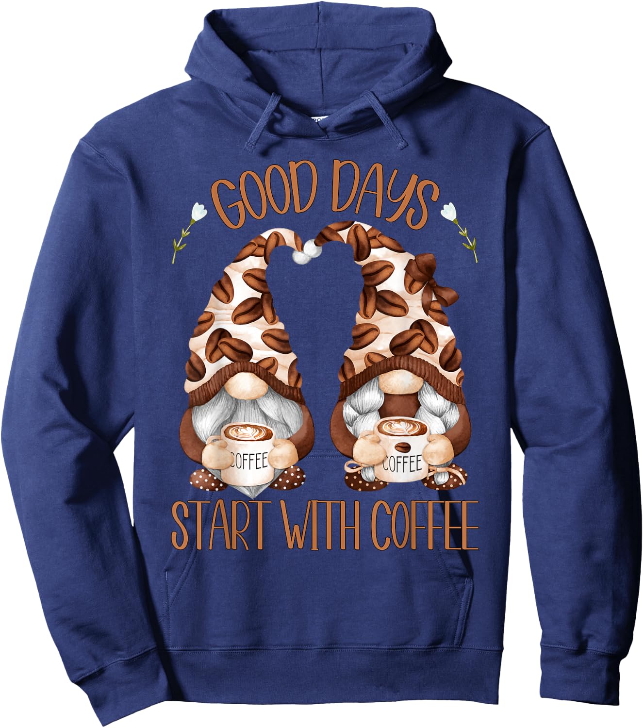 Cute Coffee Gnomes Who Loves Coffee & Gnomies Hoodie - Hoodie | Navy