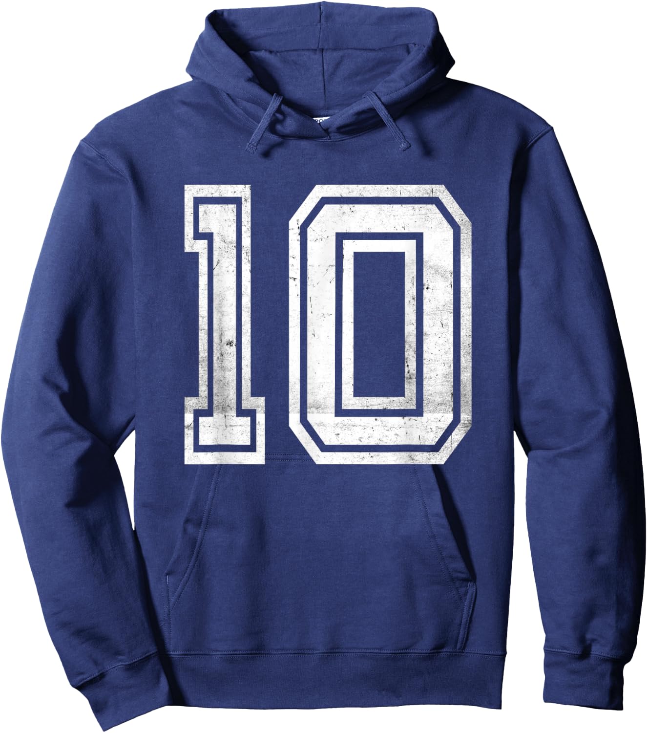 Distressed Number #10 Retro Number Hoodie - Hoodie | Navy
