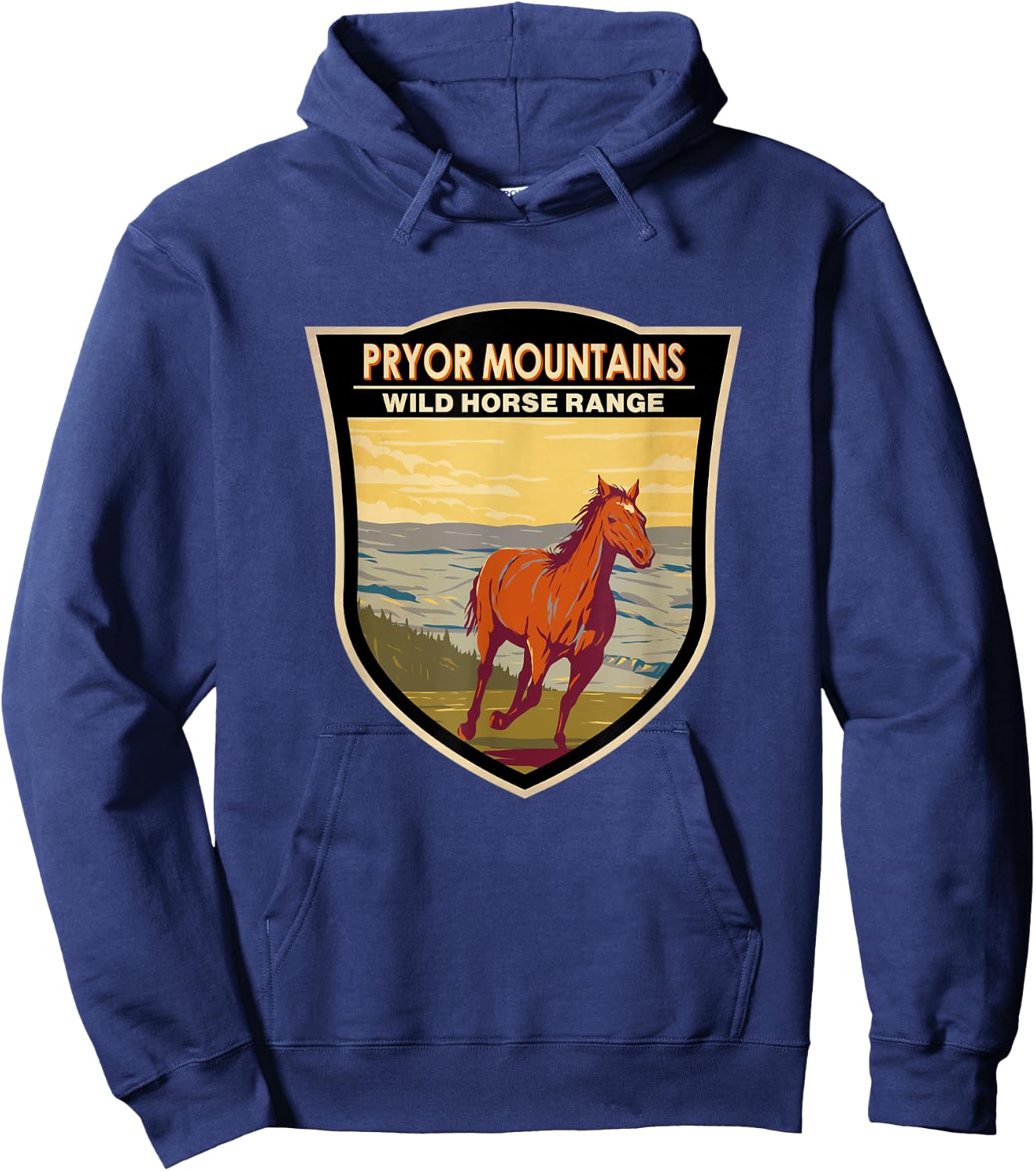 Pryor Mountains Wild Horse Range Badge Hoodie - Hoodie | Navy