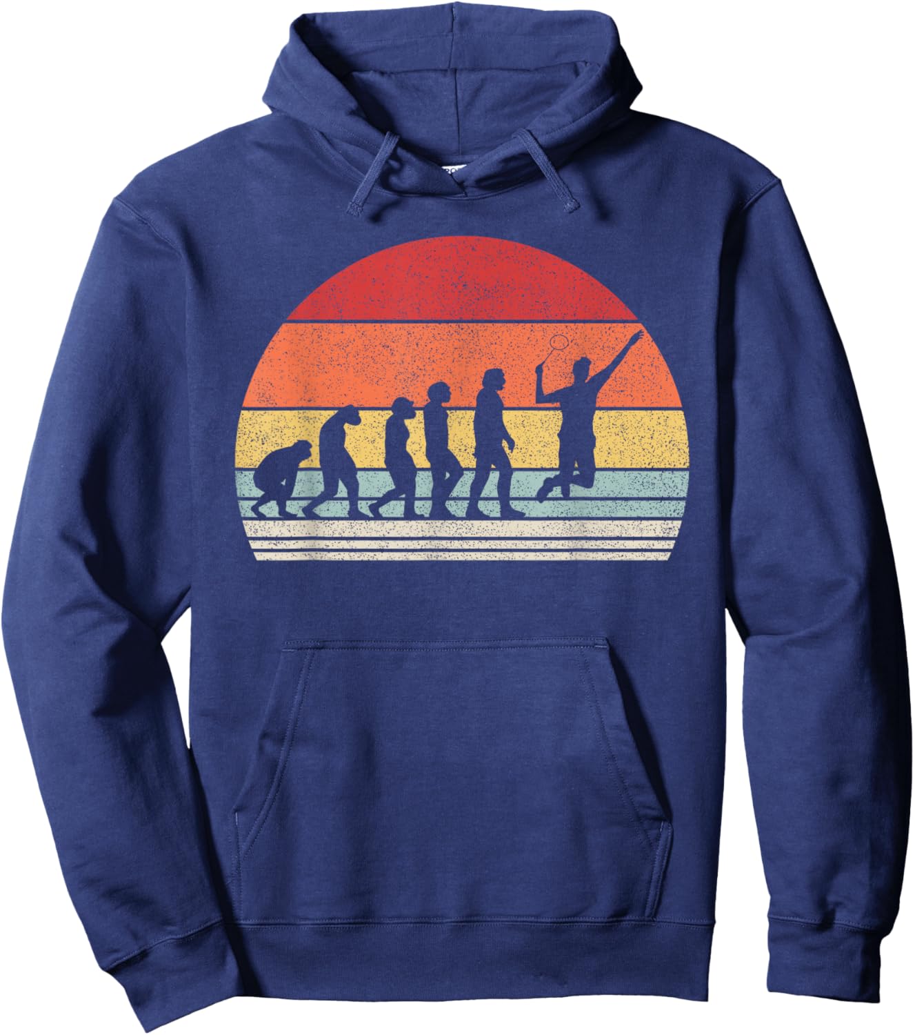 Vintage Retro Evolution Of Man Funny Tennis Hoodie - Hoodie | Navy